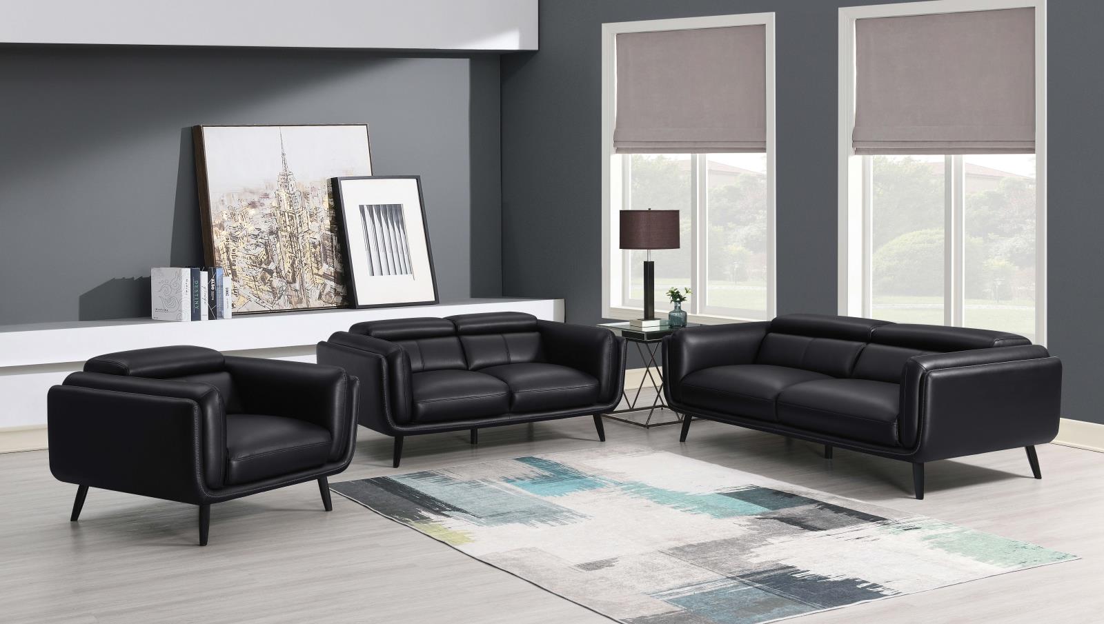 Shania Track Arms Leatherette Chair with Tapered Legs