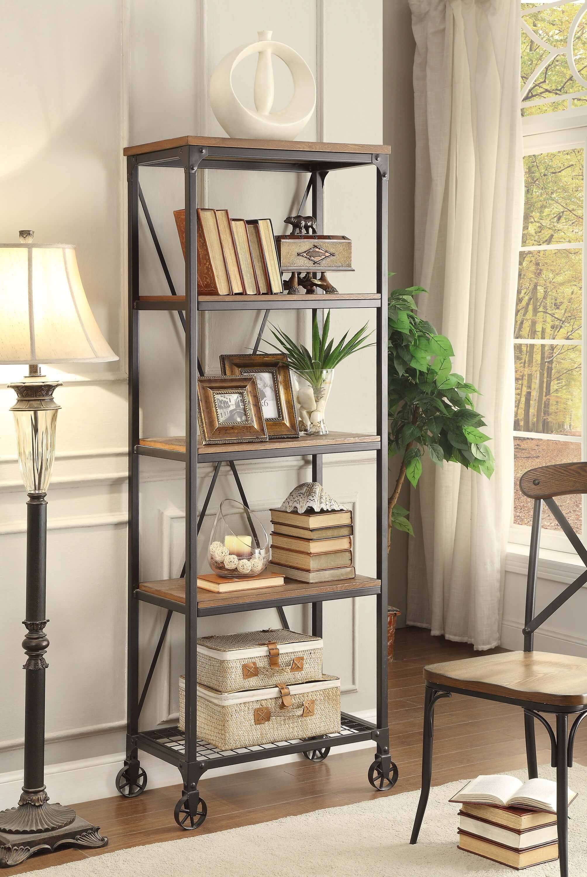 Millwood Industrial Medium Wood Bookcase