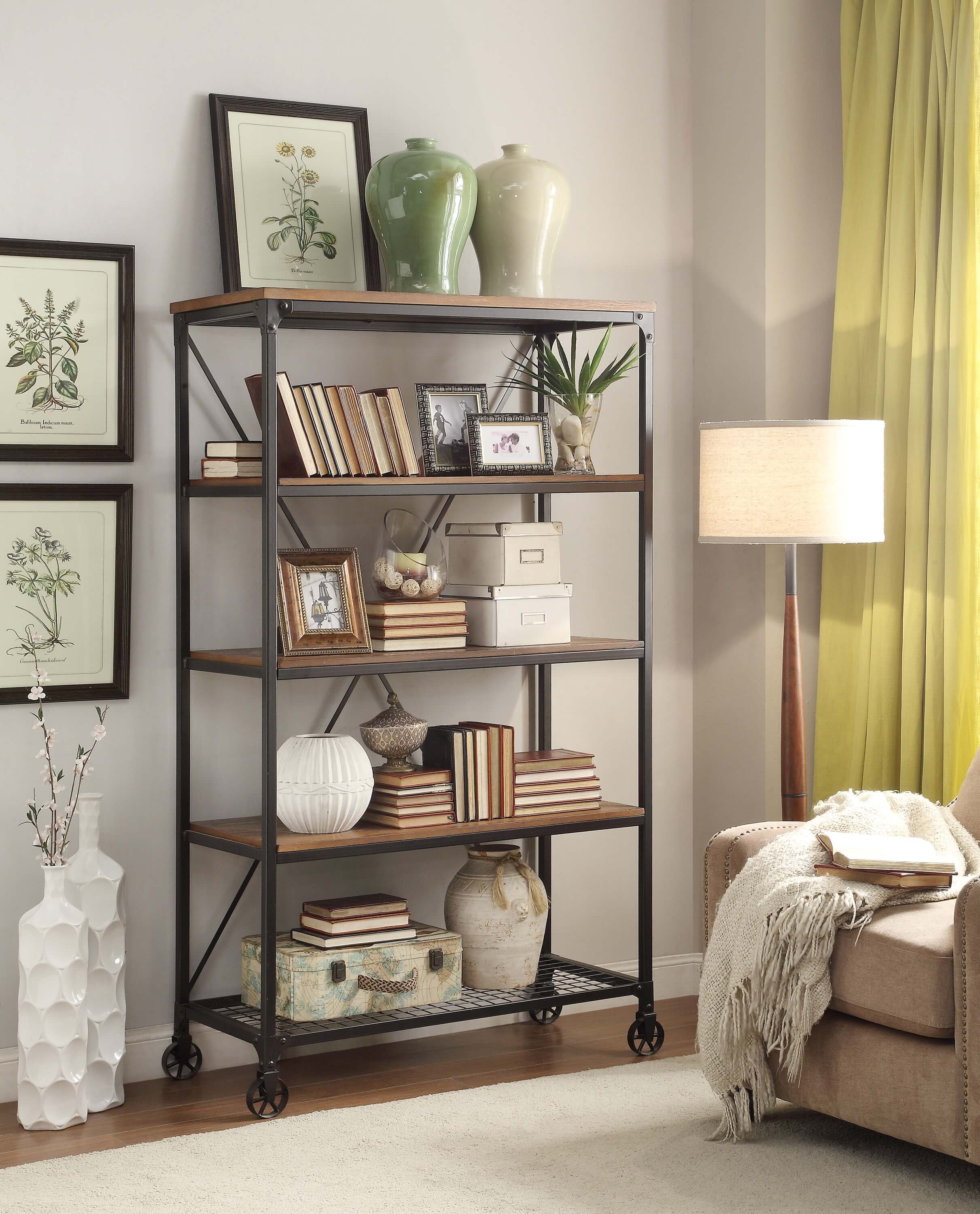 Millwood Wood Veneer/Metal Entertainment Set