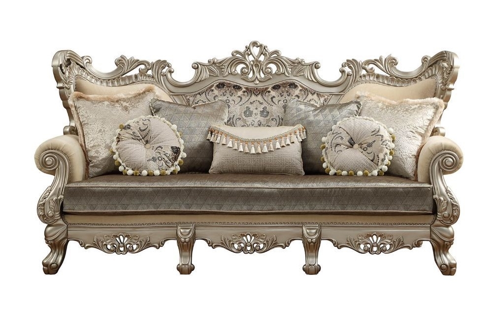 Ranita Fabric/Wood Sofa w/Pillows