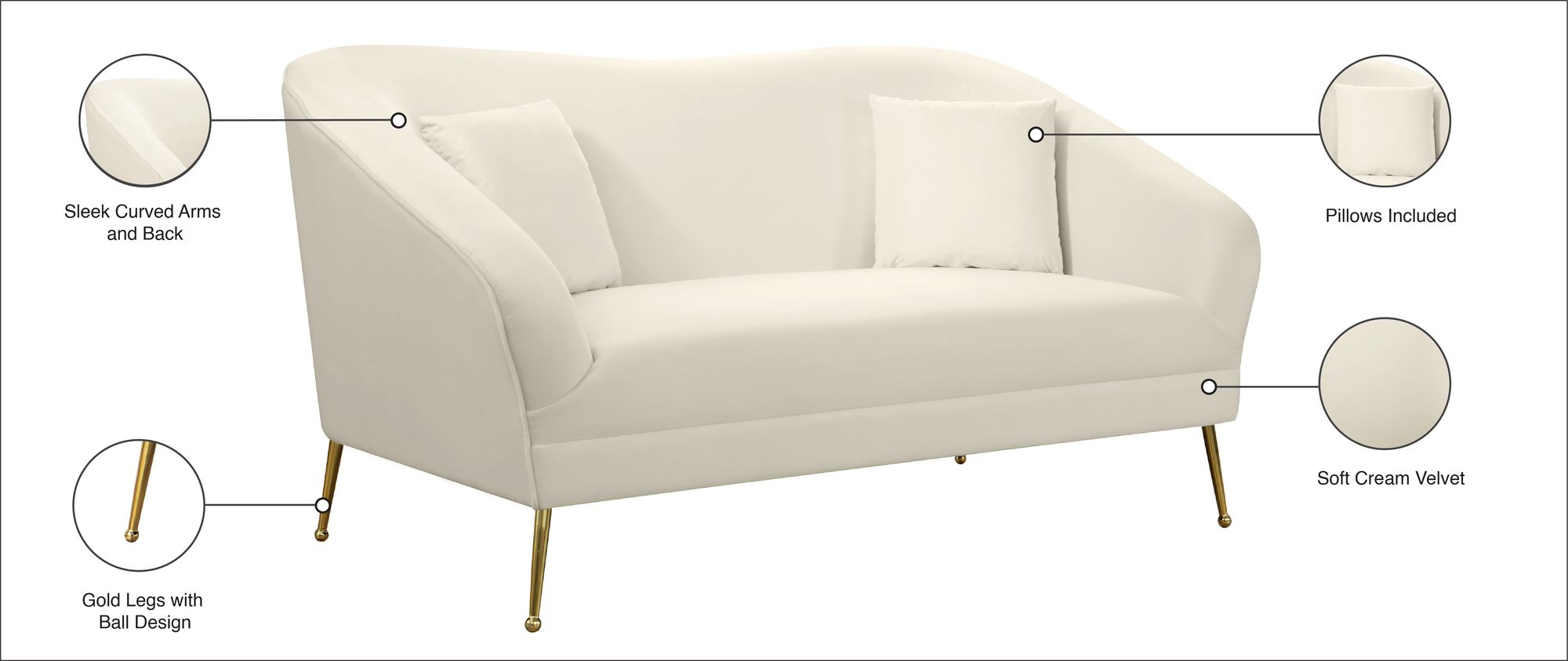 Hermosa Velvet Loveseat
