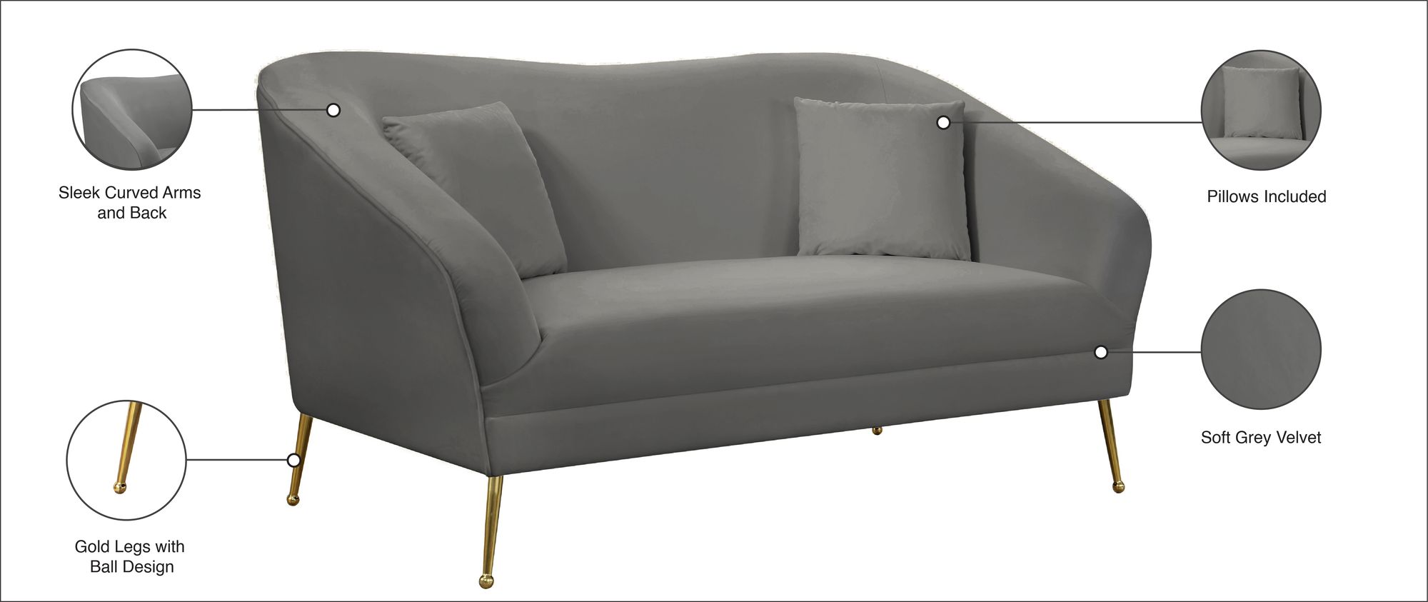 Hermosa Velvet Loveseat