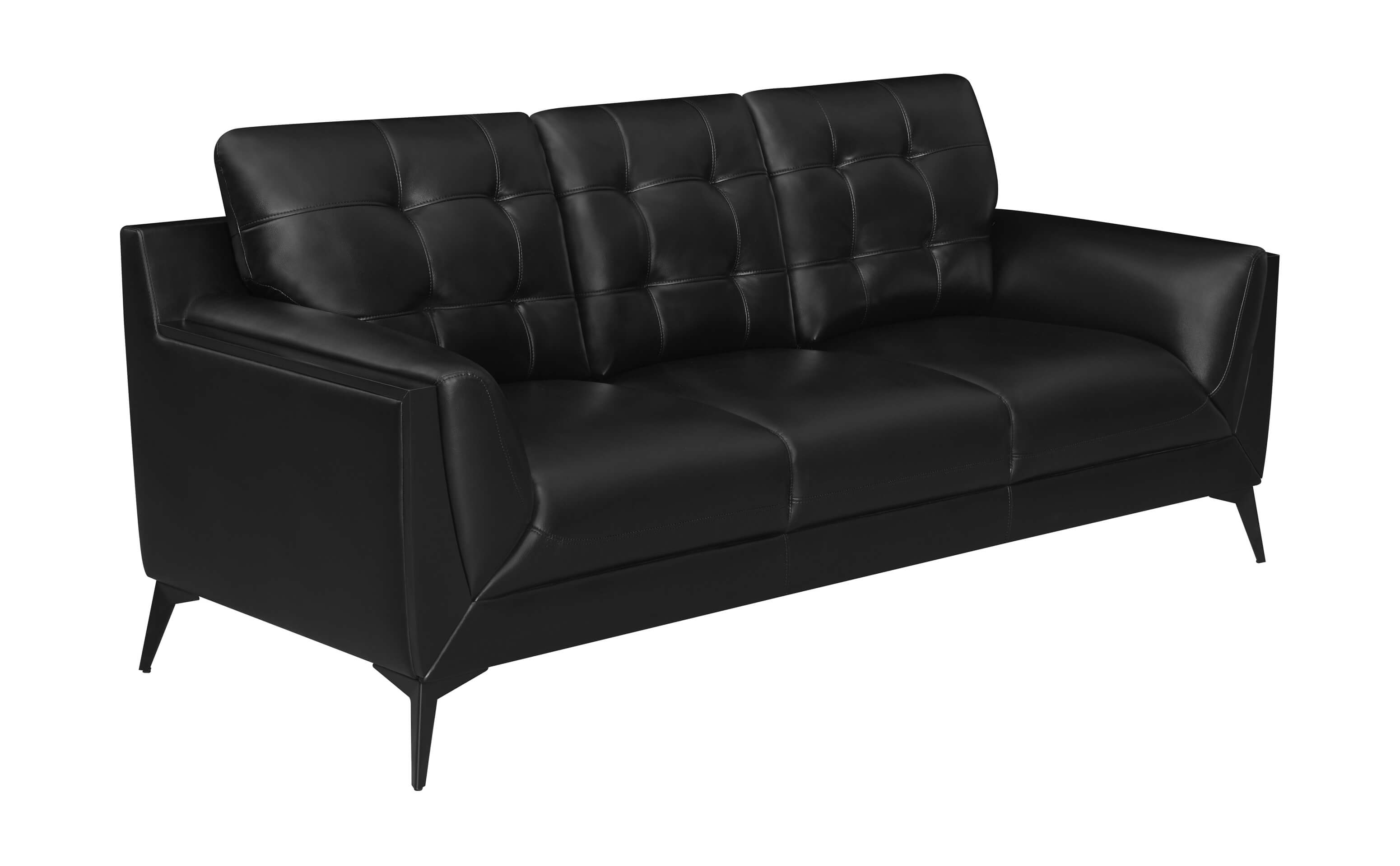 Moira Leatherette Tufted Living Room Set with Track Arms