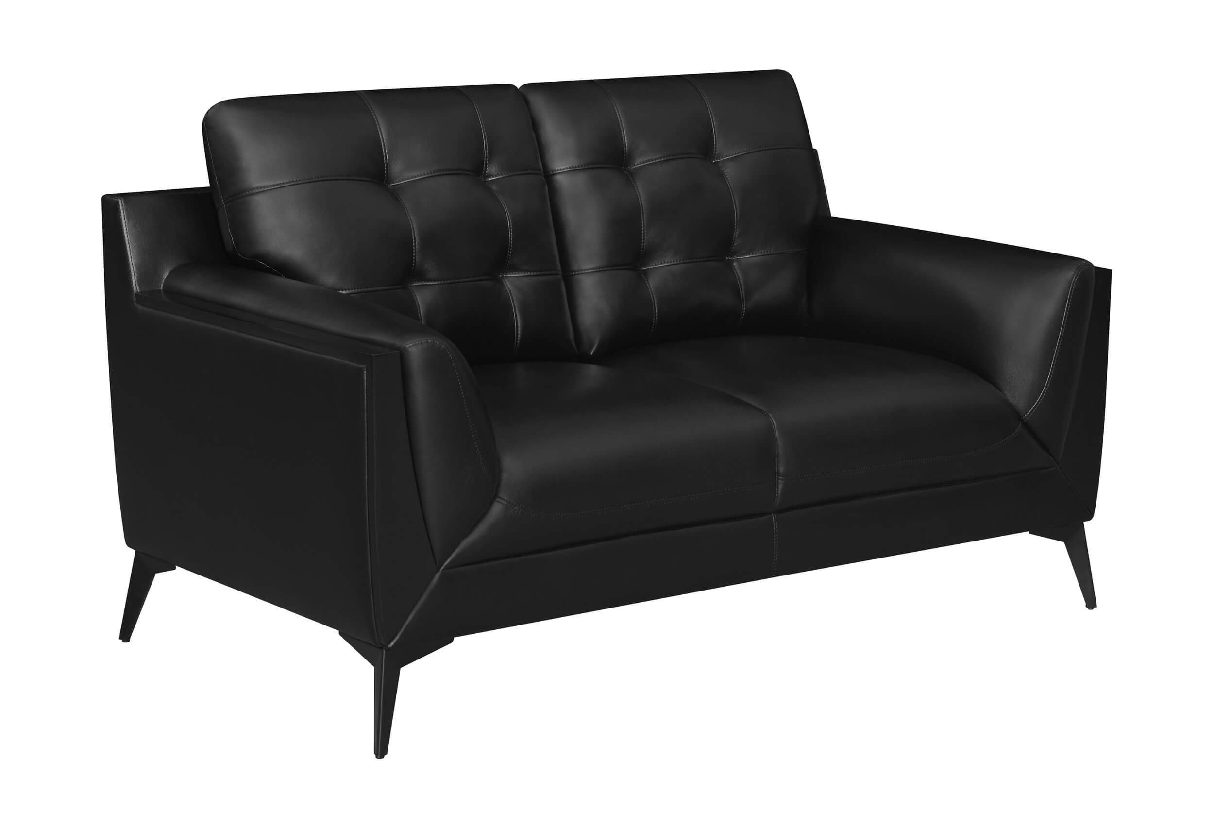 Moira Leatherette Tufted Loveseat with Track Arms