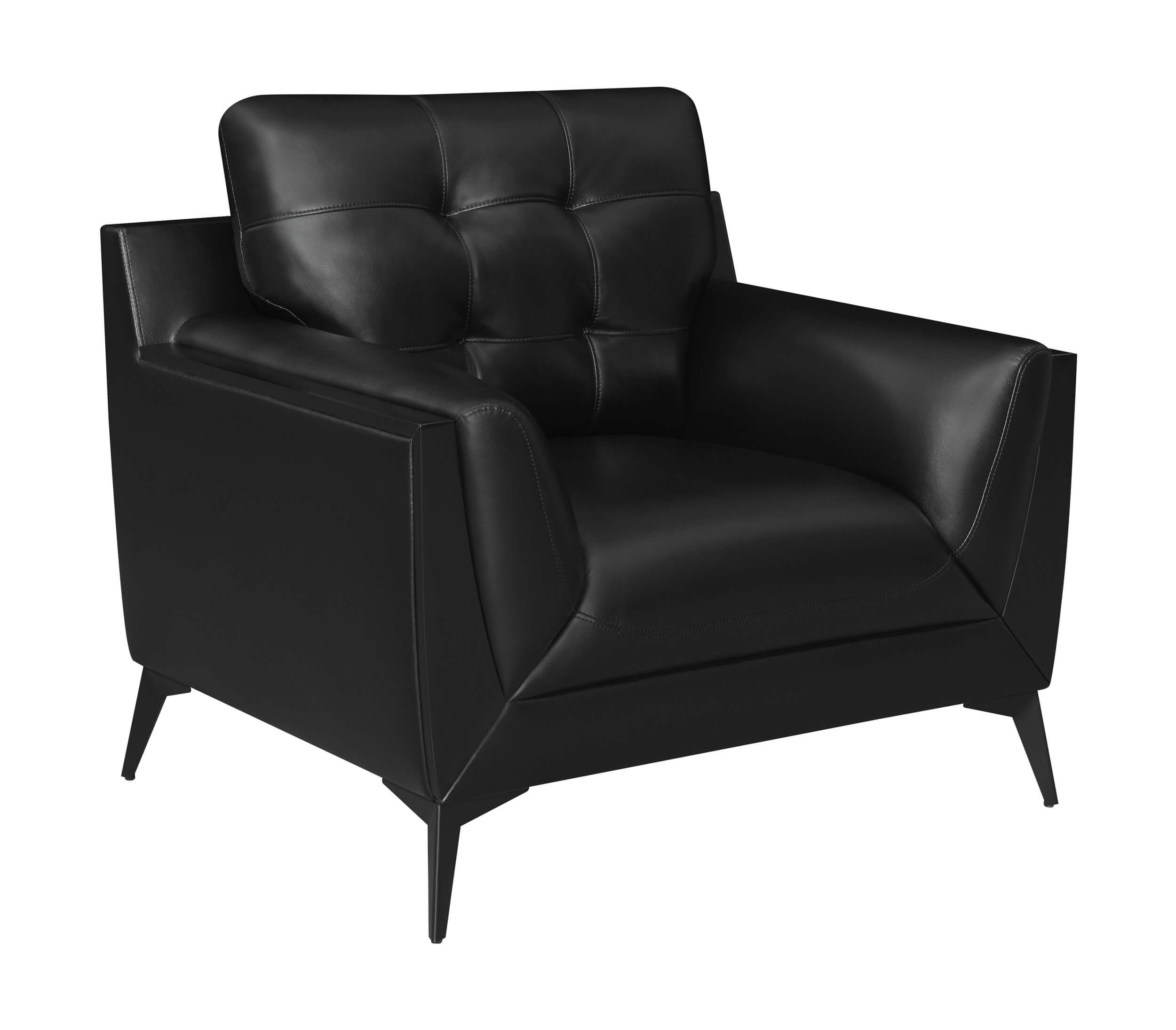 Moira Leatherette Tufted Living Room Set with Track Arms