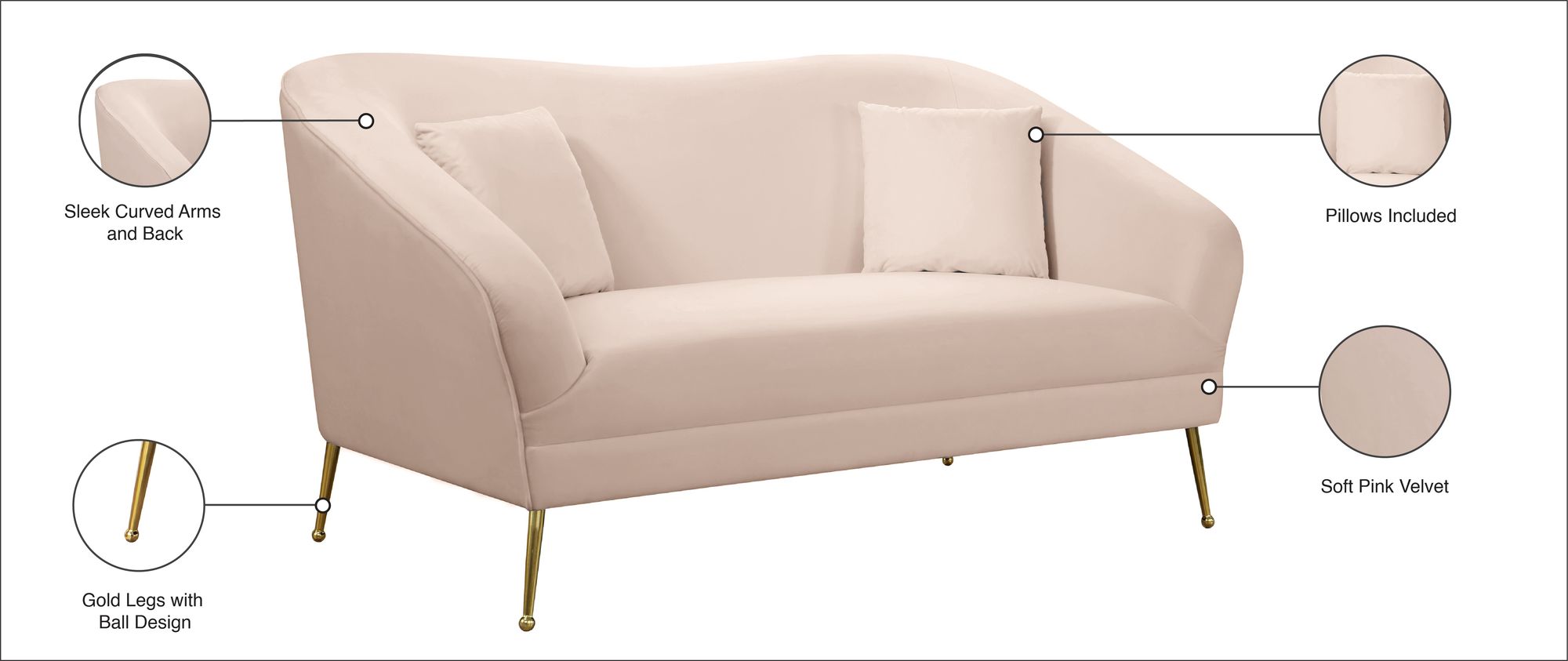 Hermosa Velvet Loveseat
