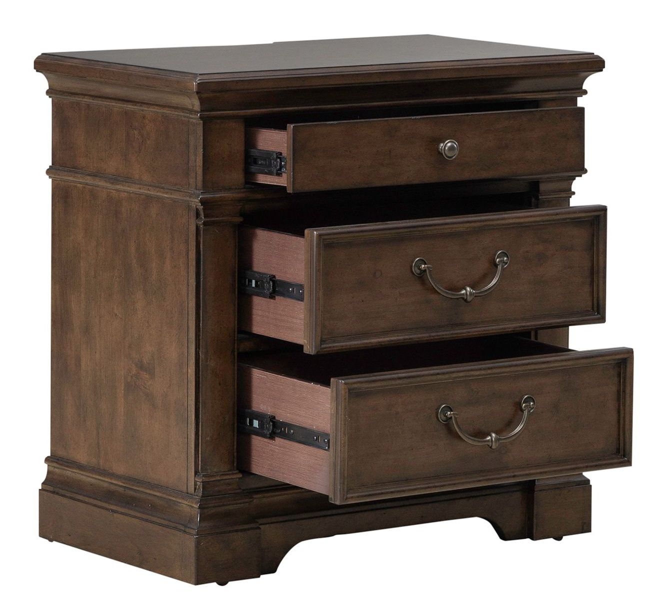 Arden Road Wood 3-Drawer Nightstand w/Charging Station