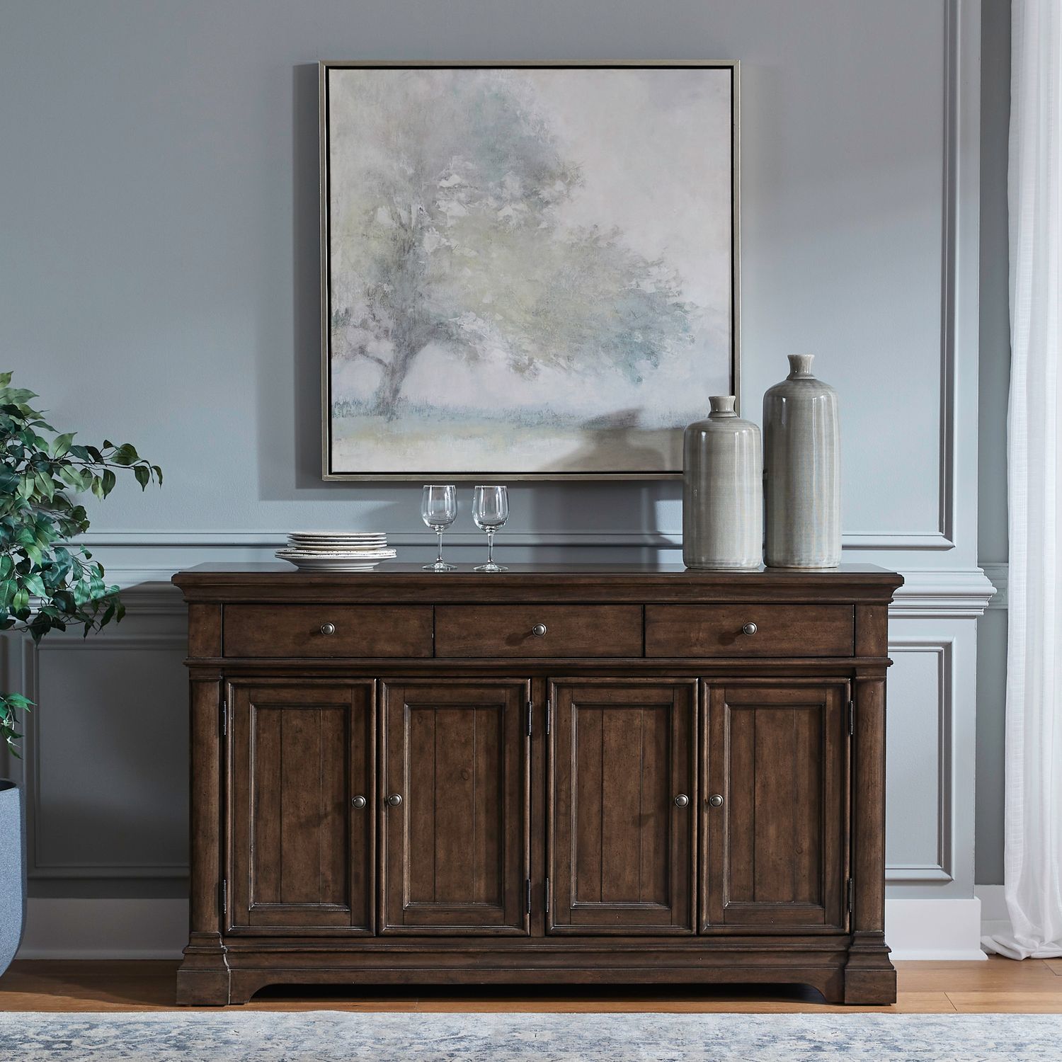 Arden Road Wood 4-Door 3-Drawer Buffet