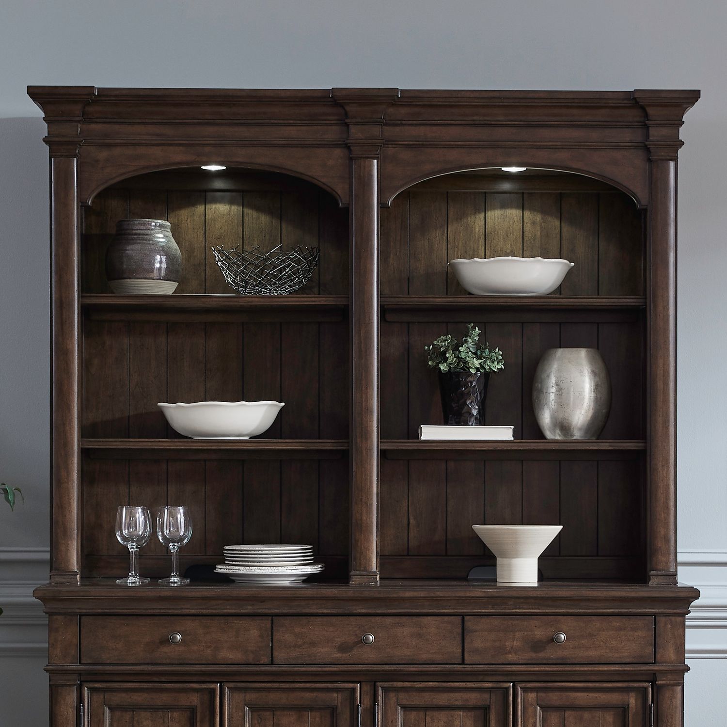 Arden Road Wood Buffet Hutch w/LED Lighting