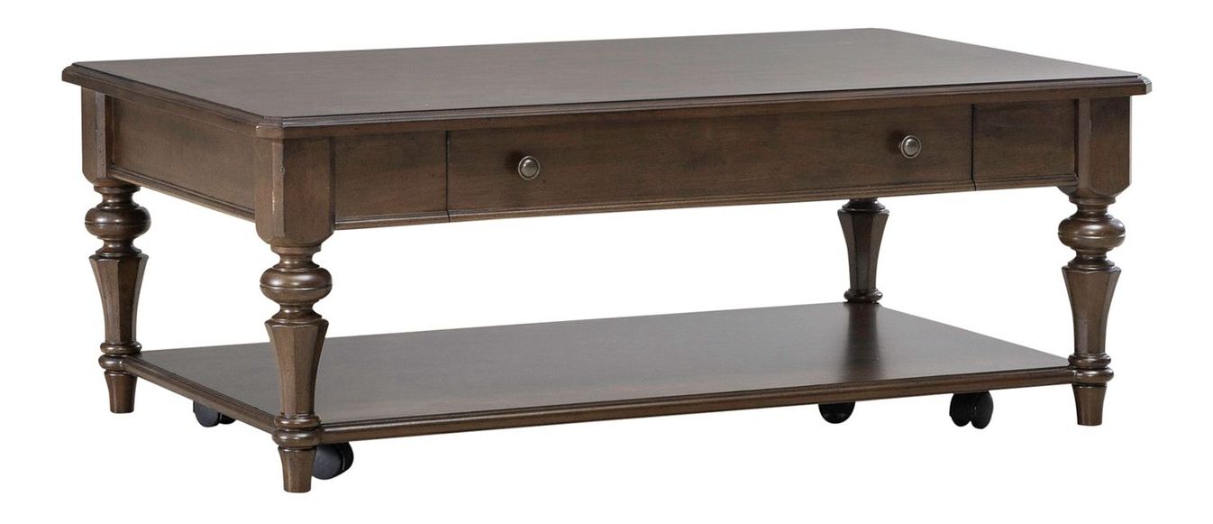 Arden Road Square Wood & Glass Collector Cocktail Table | Cherry