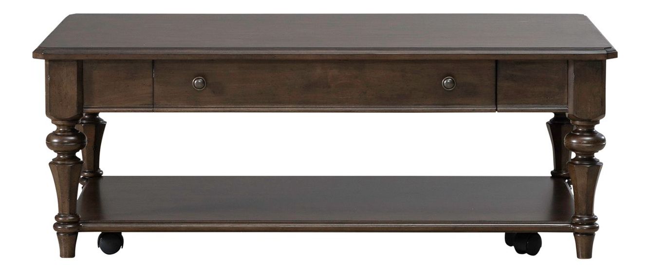 Arden Road Square Wood & Glass Collector Cocktail Table | Cherry