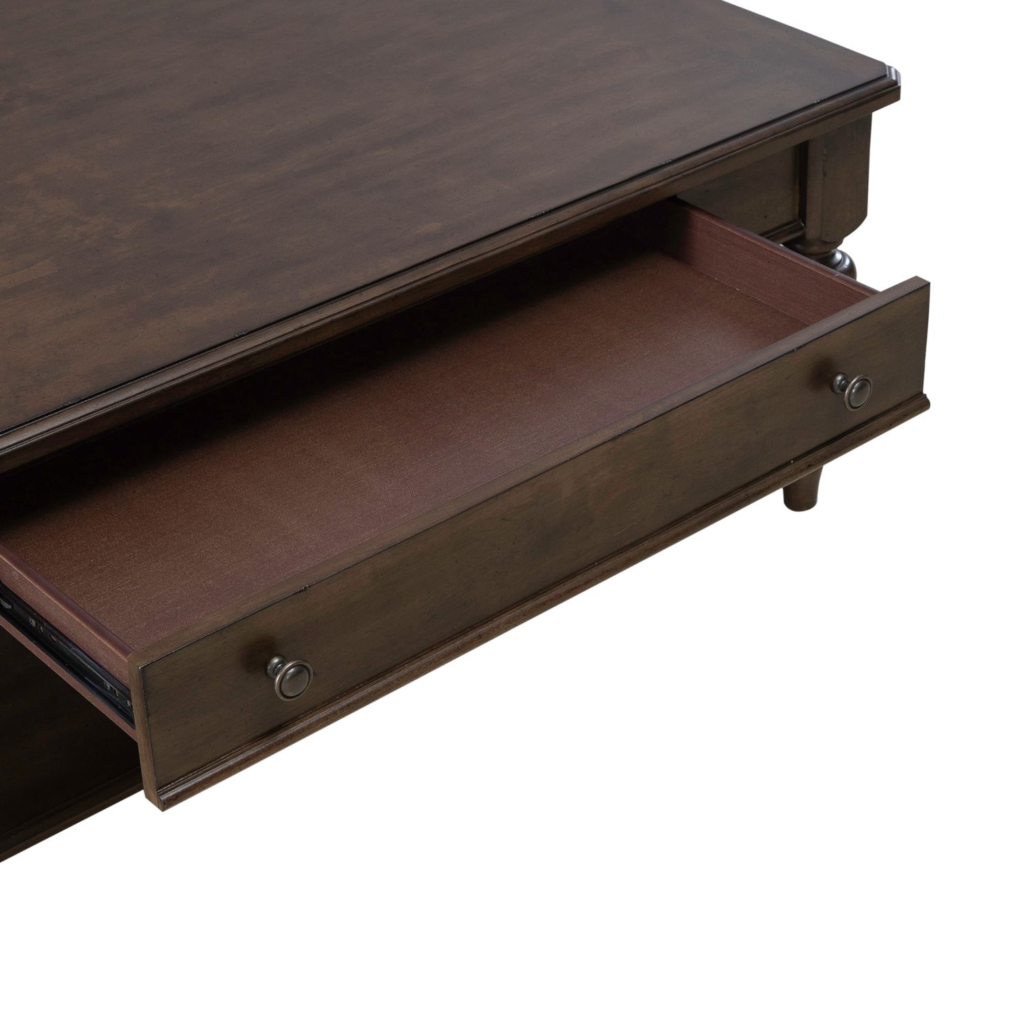 Arden Road Square Wood & Glass Collector Cocktail Table | Cherry