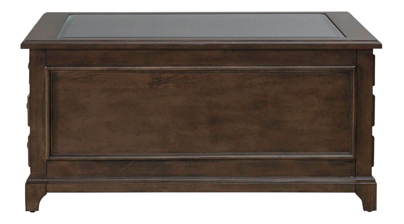 Arden Road Square Glass/Wood 3-Drawer Collector Cocktail Table