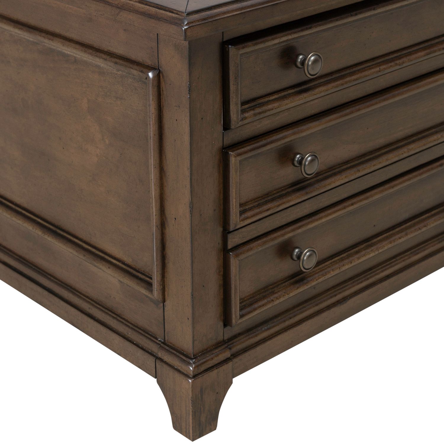 Arden Road Square Glass/Wood 3-Drawer Collector Cocktail Table