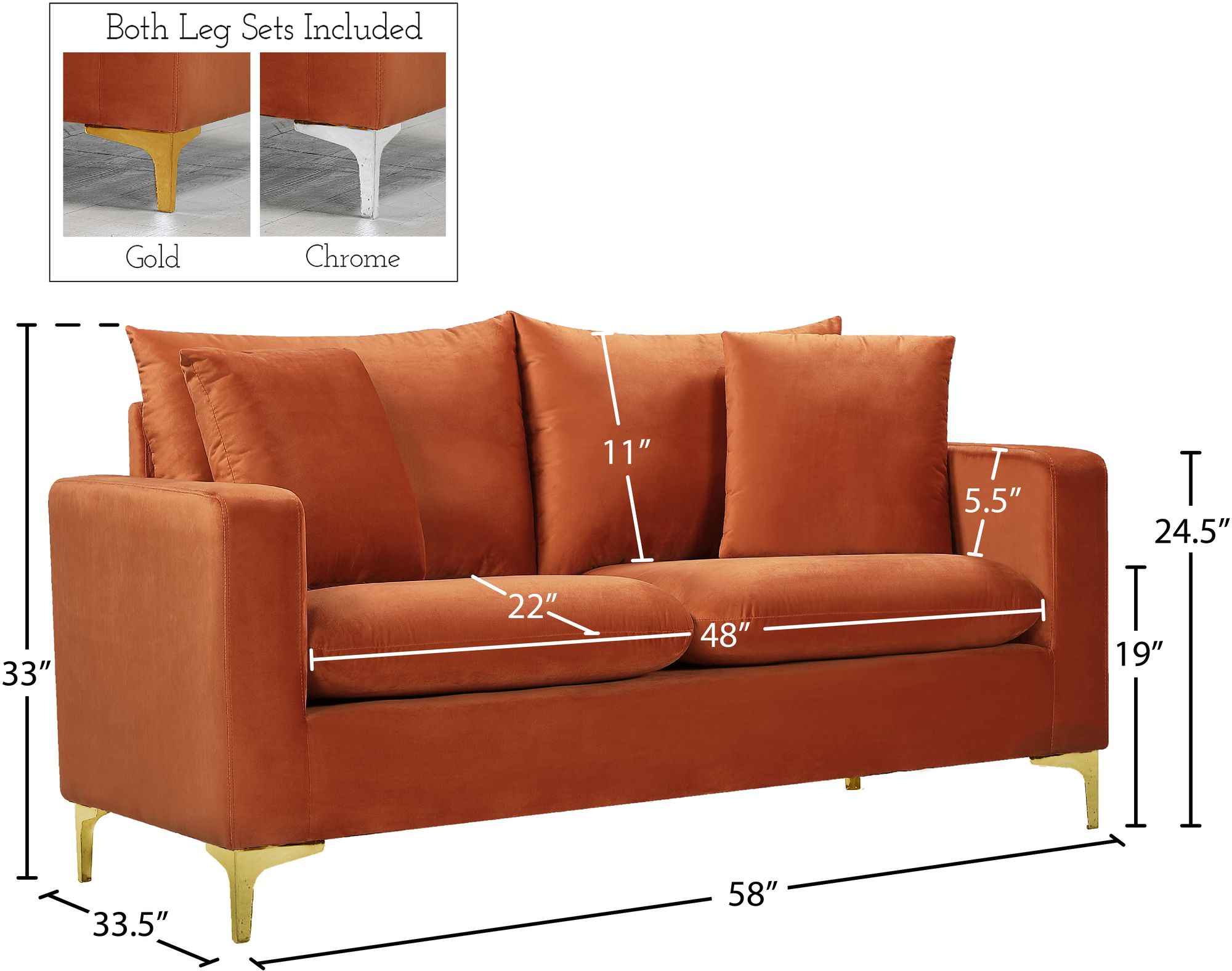 Naomi Velvet Loveseat