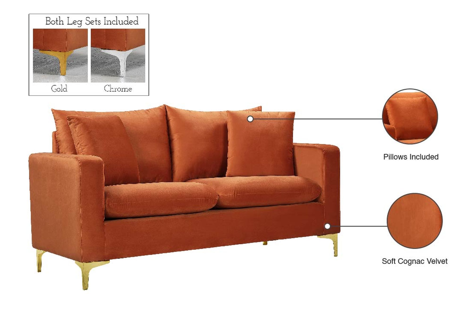 Naomi Velvet Loveseat
