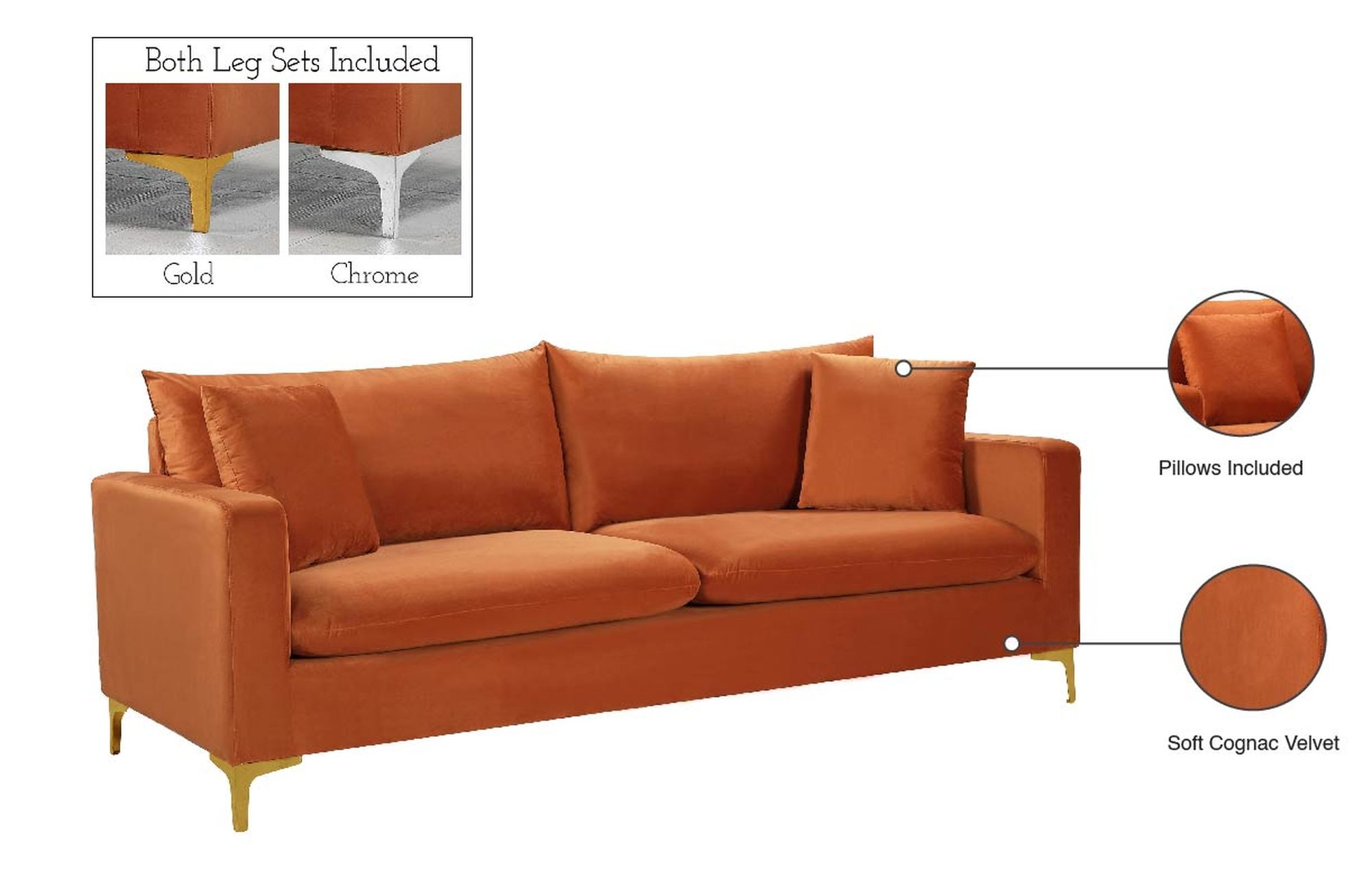 Naomi Velvet Sofa
