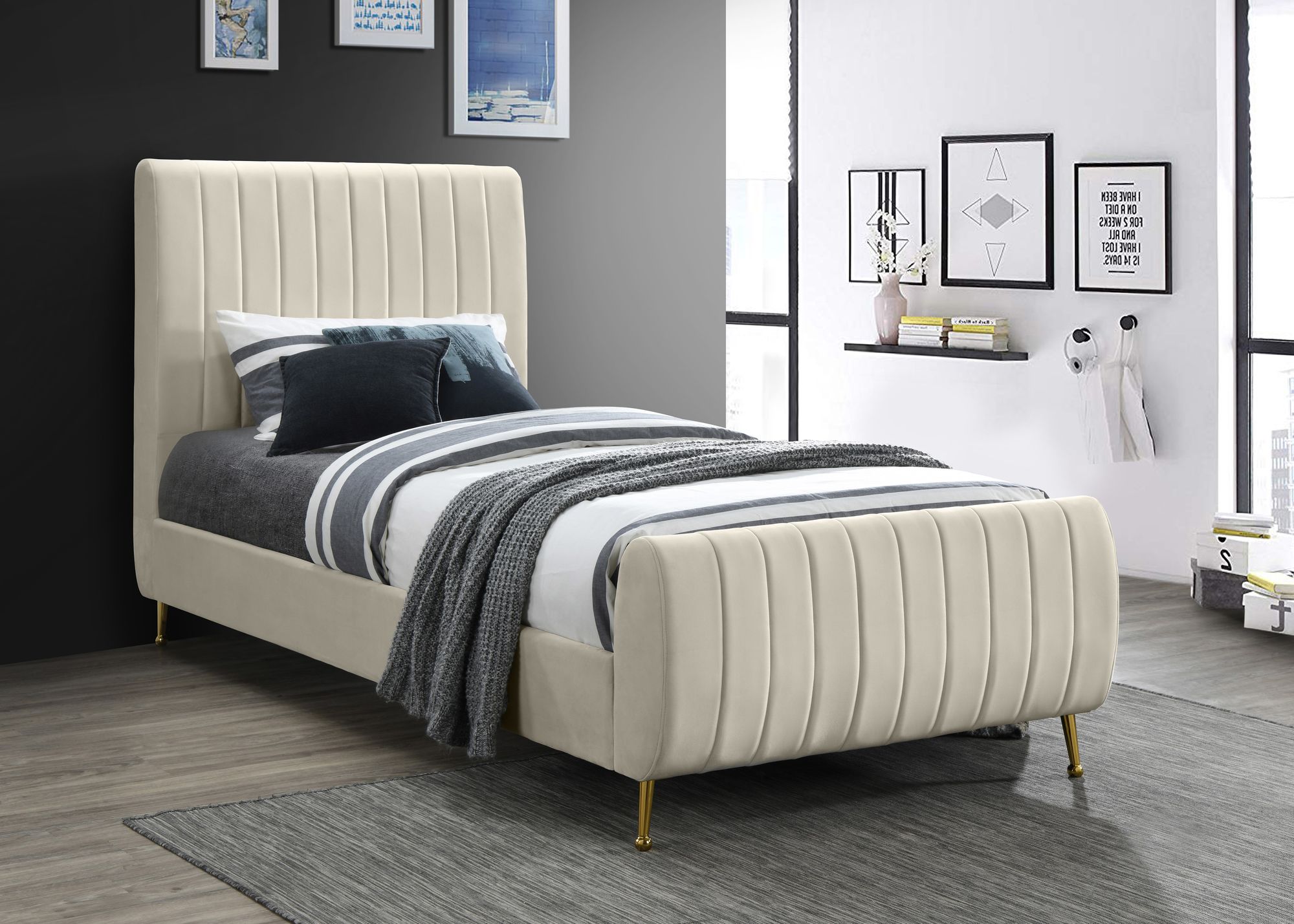 Zara Velvet Twin Size Bed