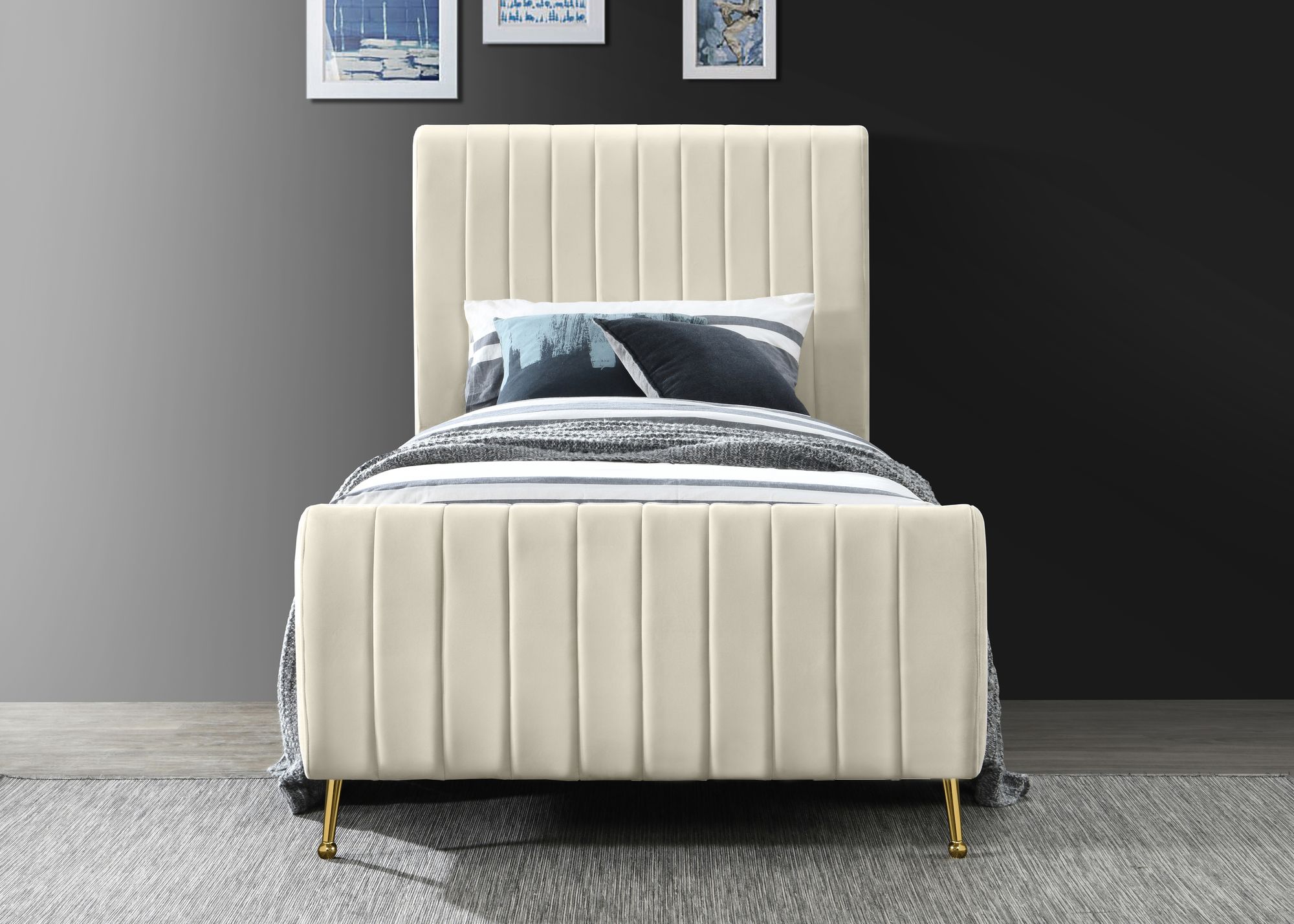 Zara Velvet Twin Size Bed