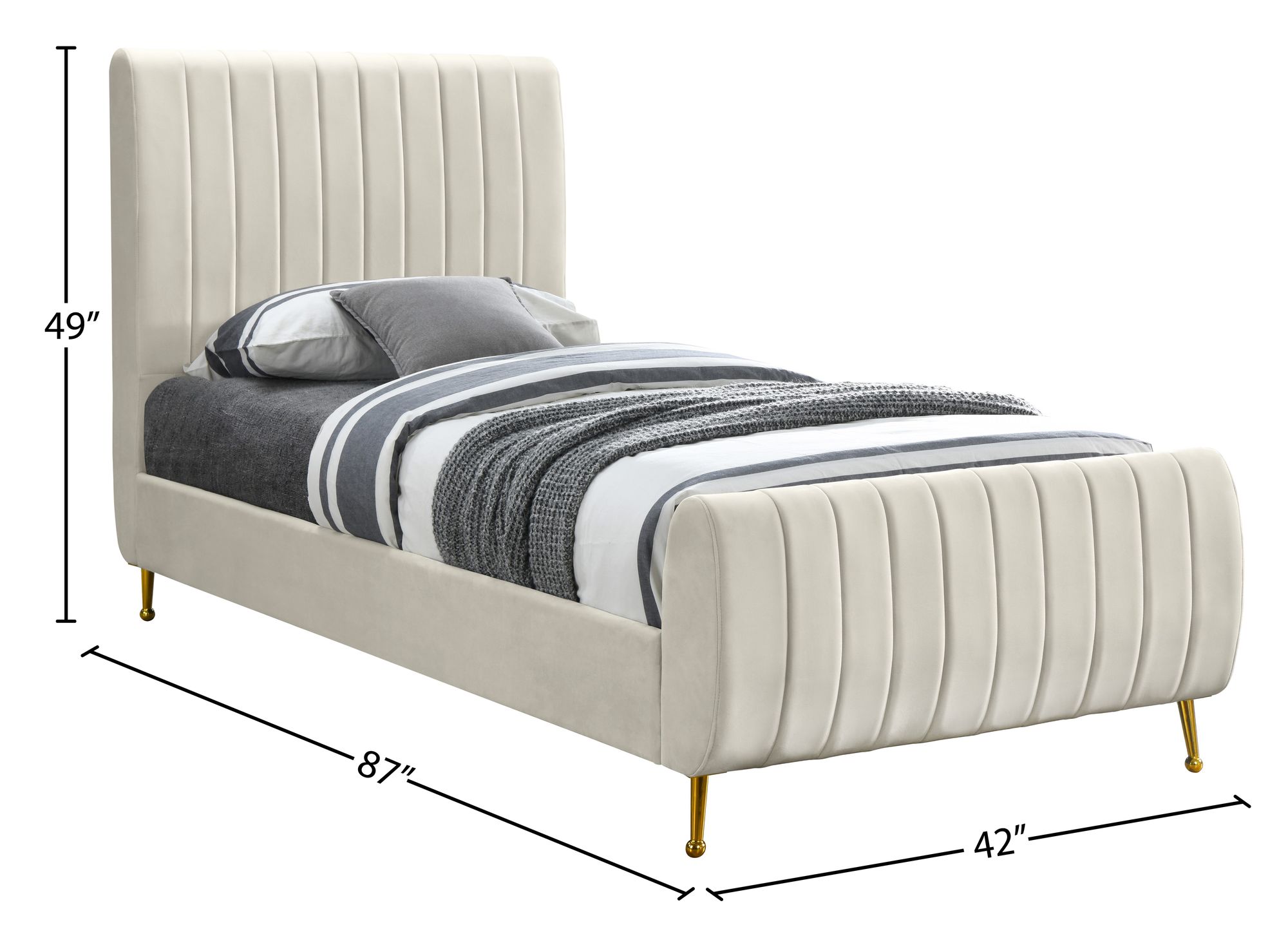 Zara Velvet Twin Size Bed