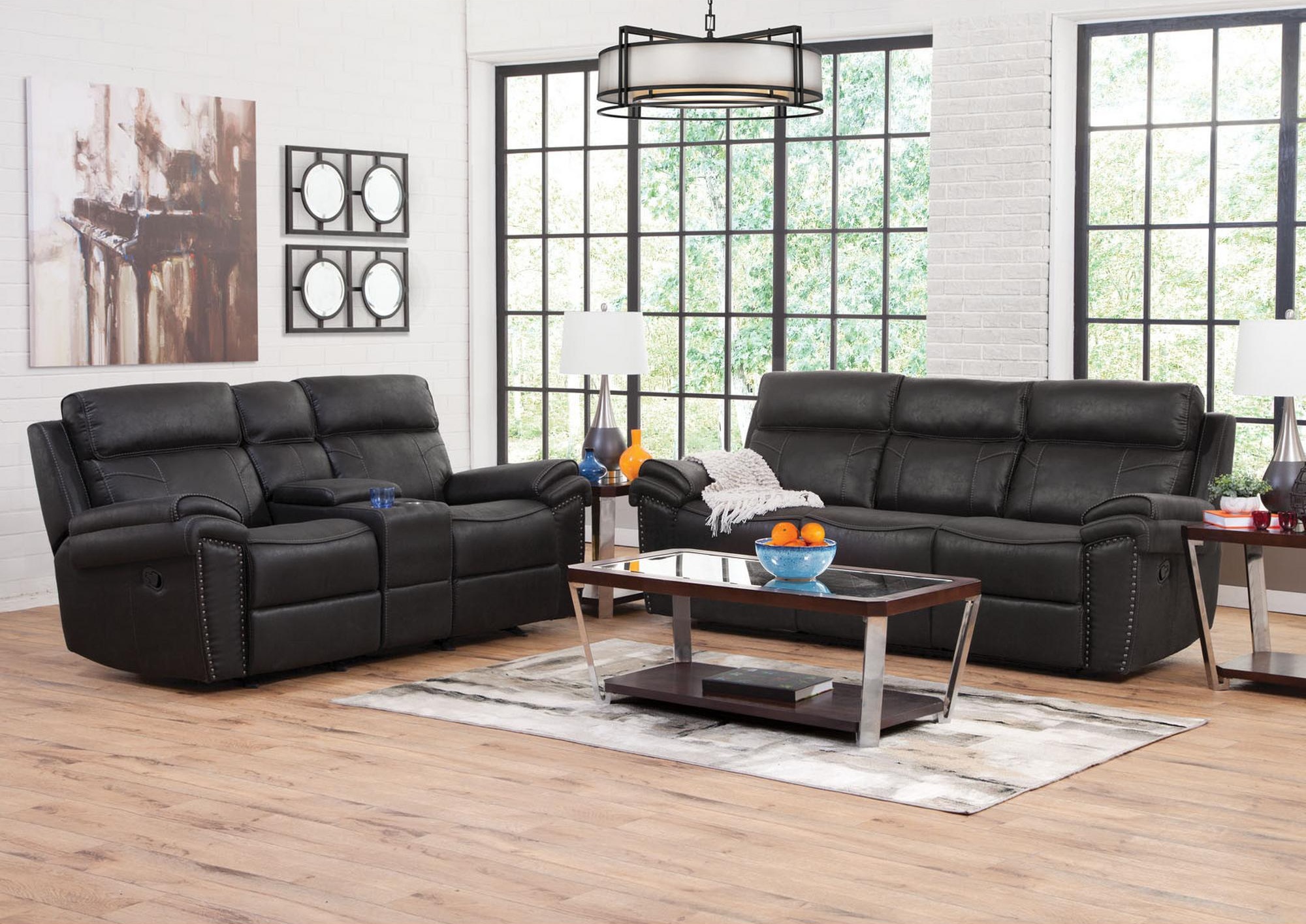 SM Dublin Faux Leather Manual Reclining Loveseat
