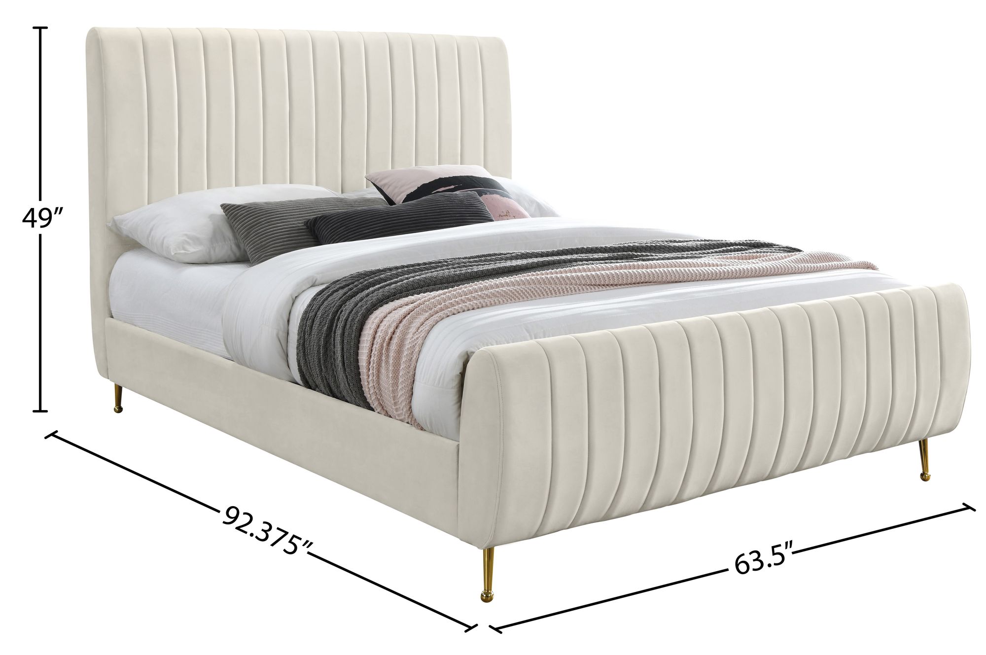 Zara Velvet Queen Size Bed