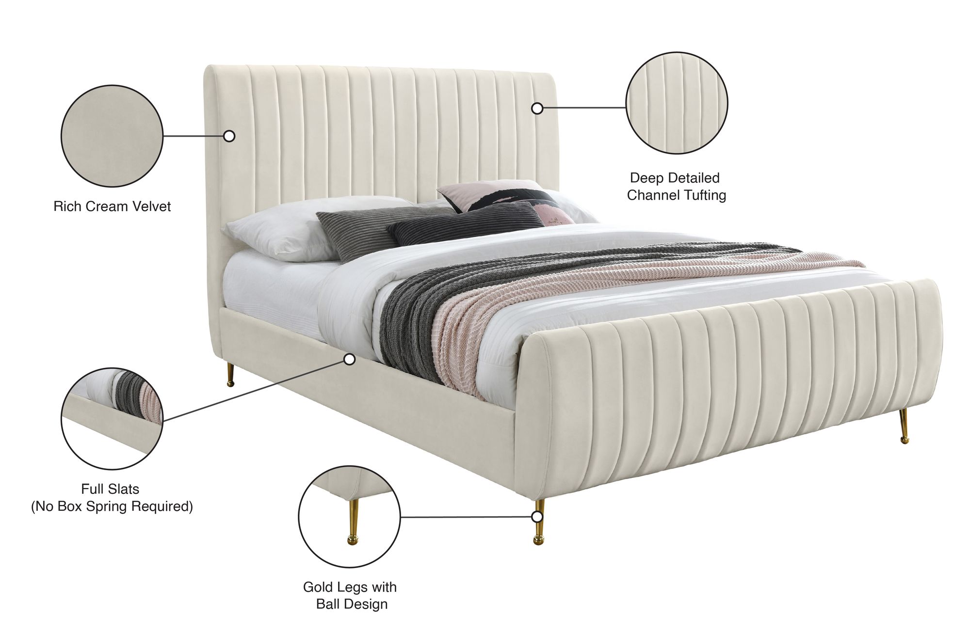 Zara Velvet King Size Bed