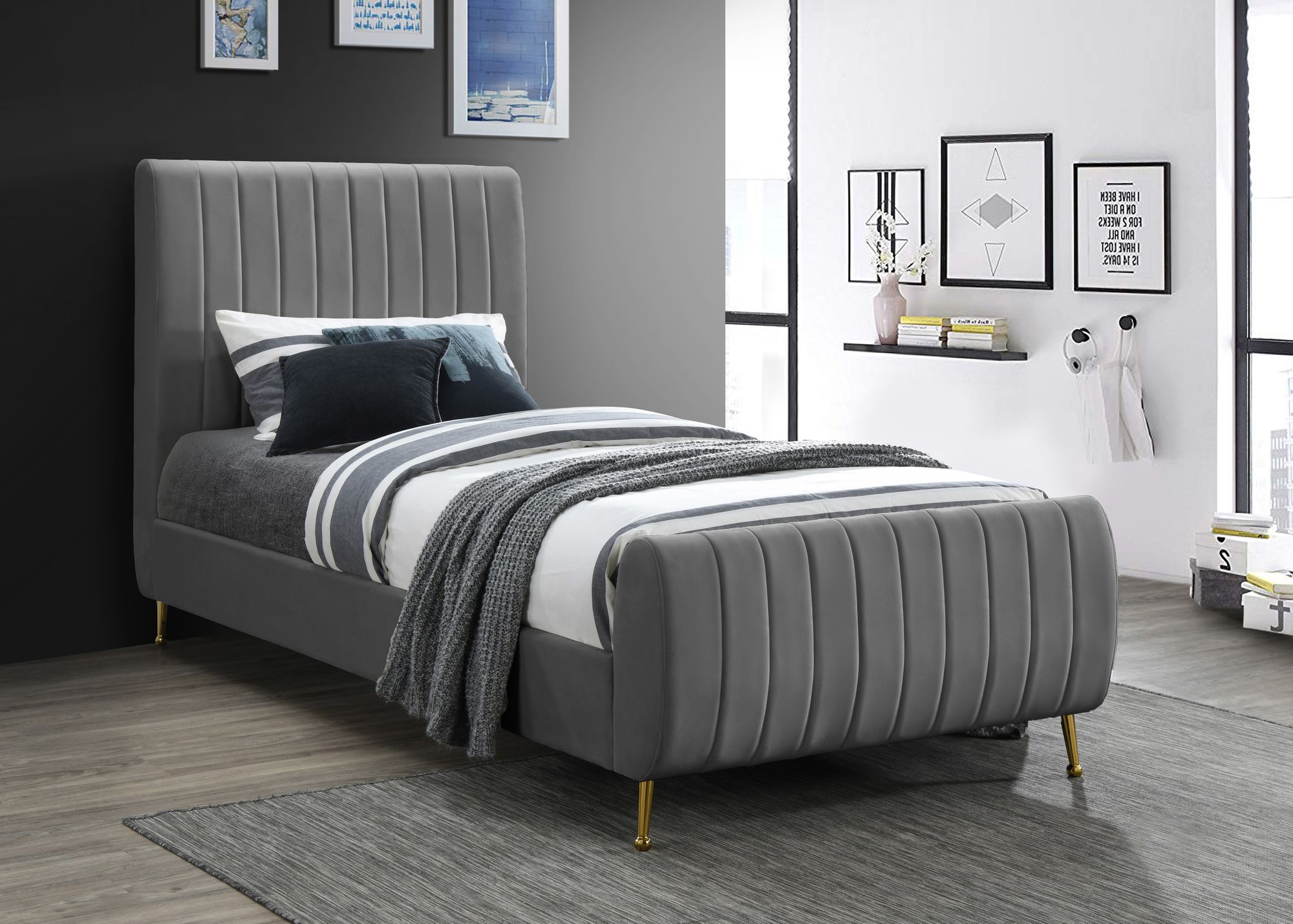 Zara Velvet Twin Size Bed