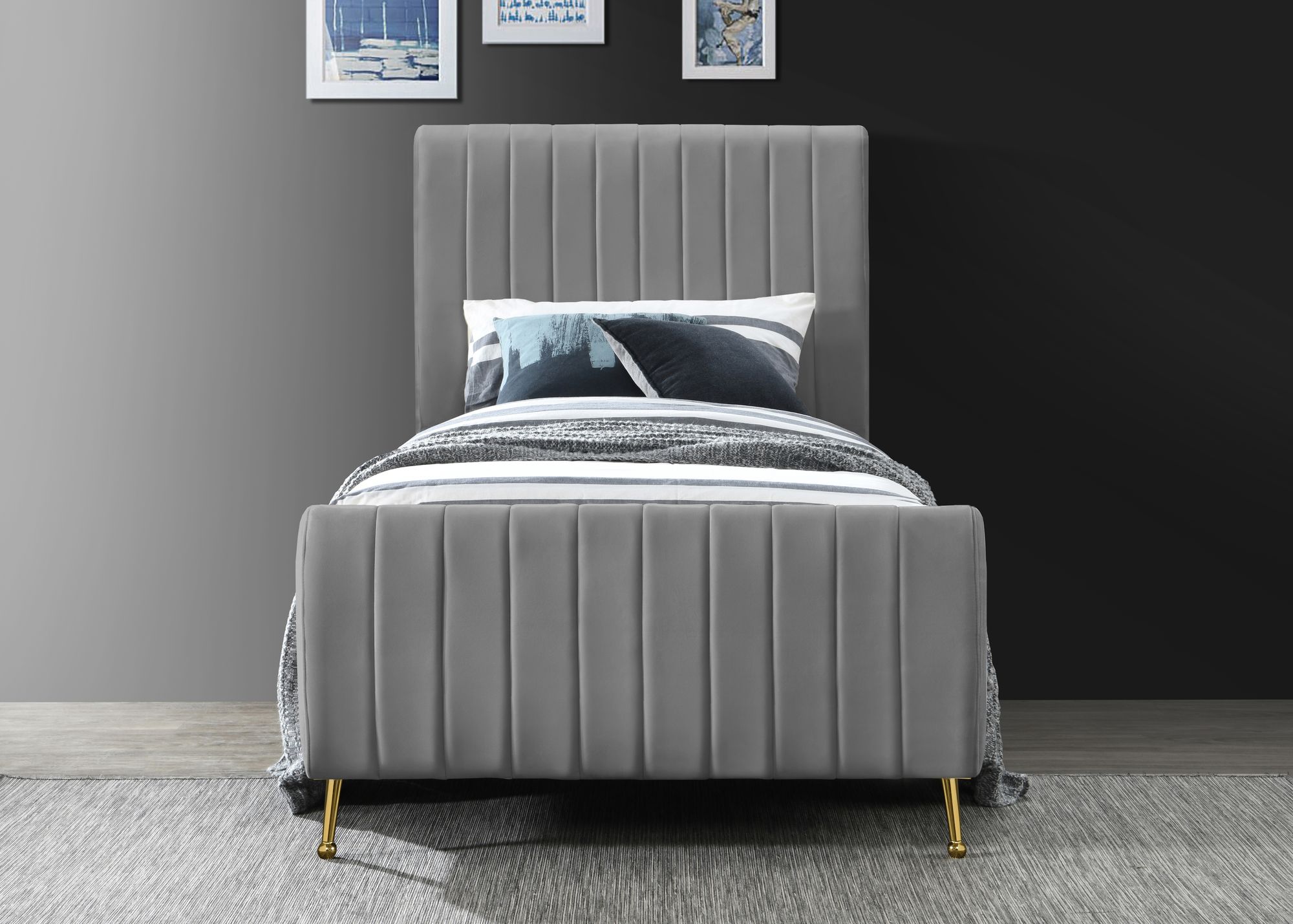 Zara Velvet Twin Size Bed