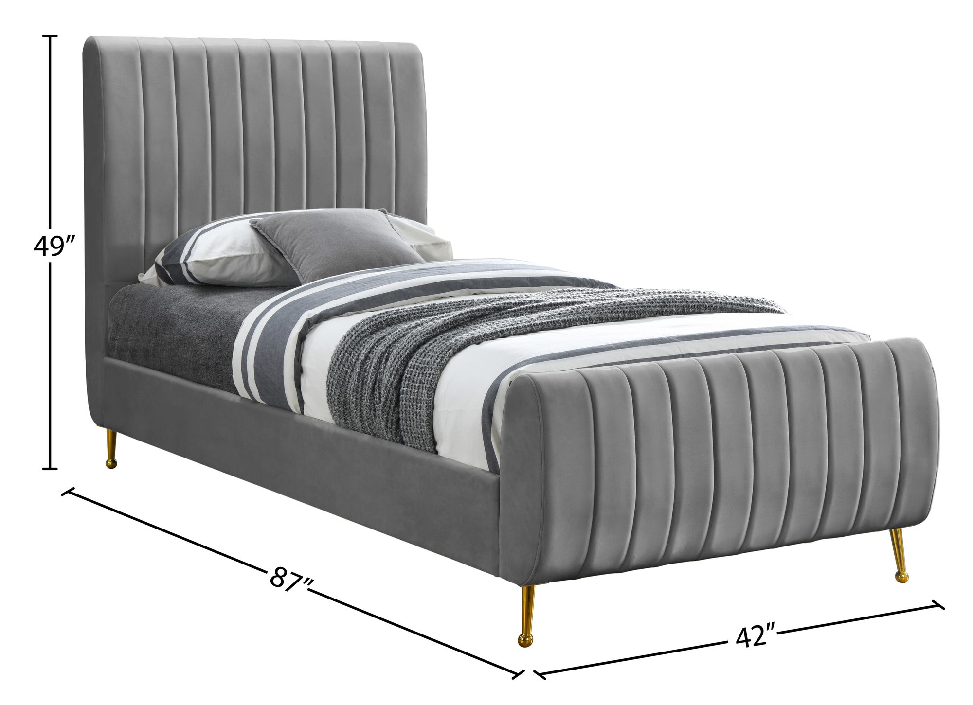 Zara Velvet Twin Size Bed