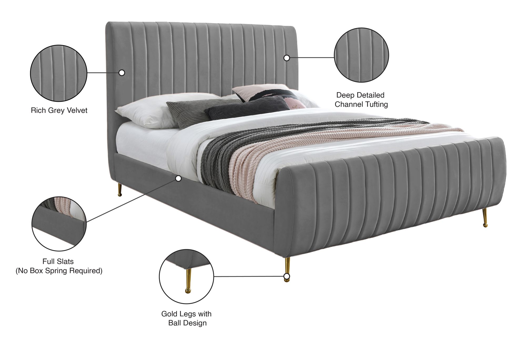Zara Velvet King Size Bed