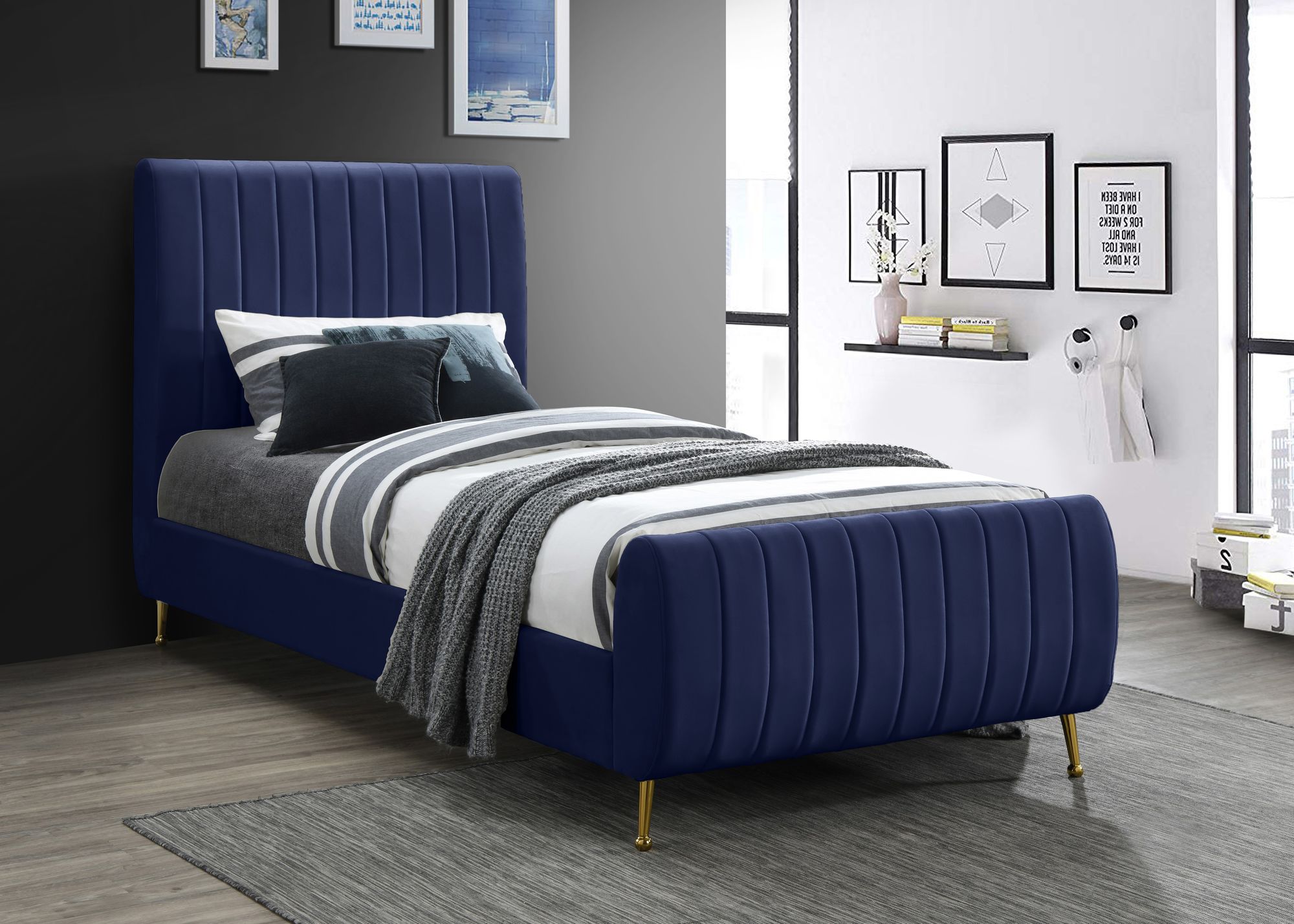 Zara Velvet Twin Size Bed