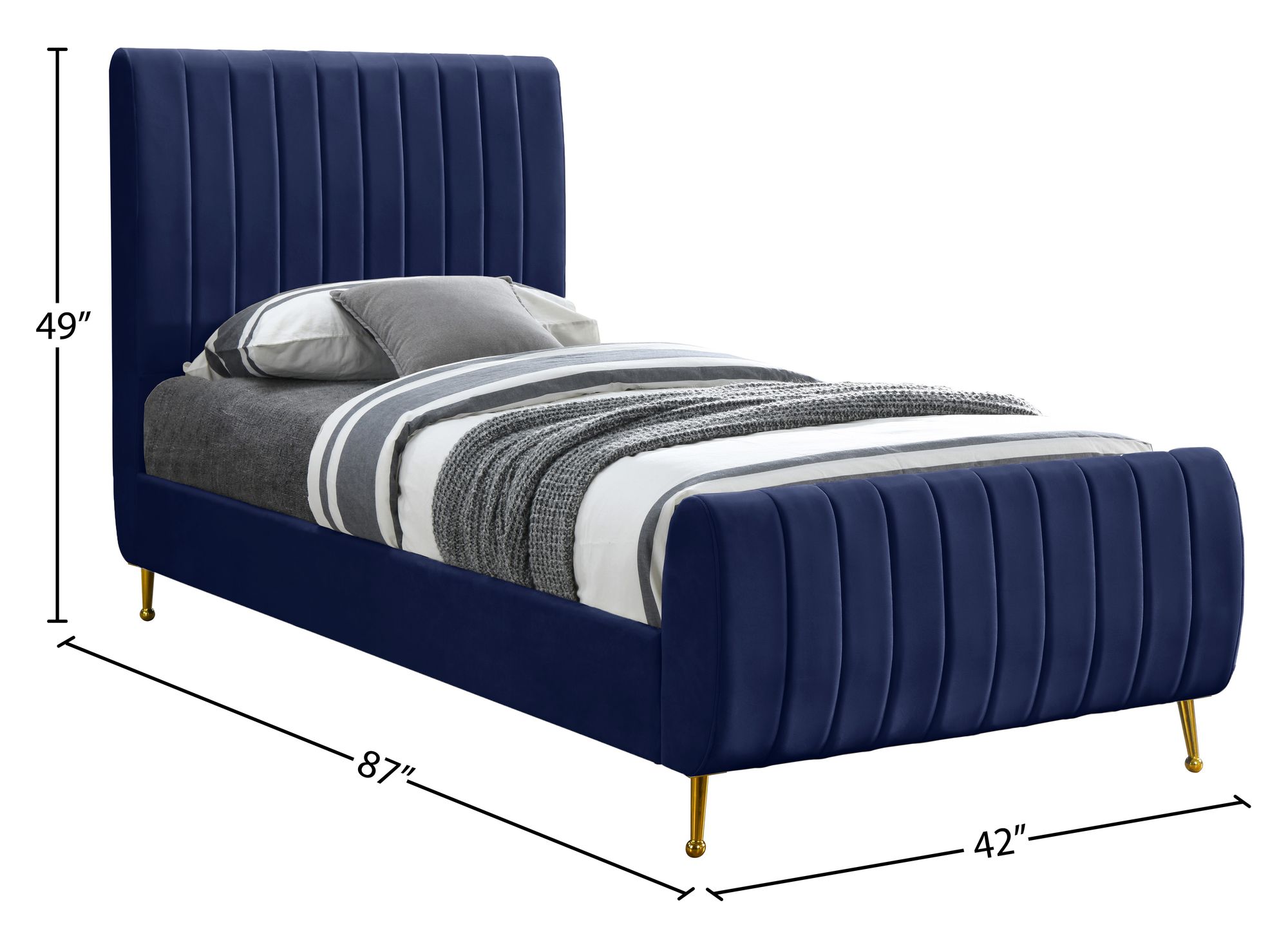 Zara Velvet Twin Size Bed