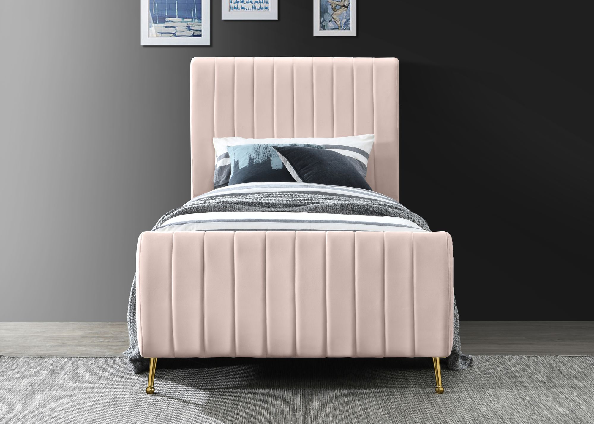 Zara Velvet Twin Size Bed
