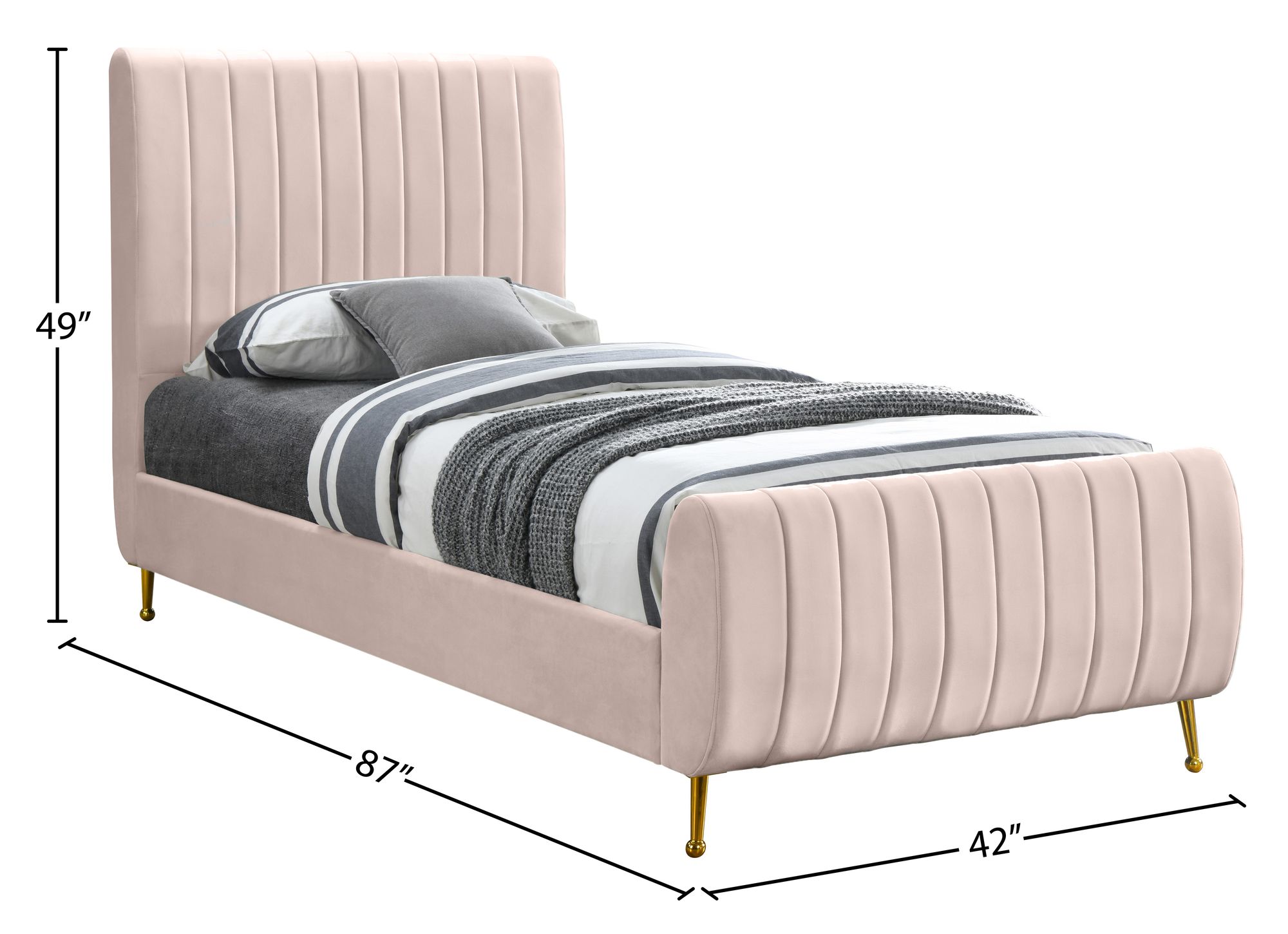Zara Velvet Twin Size Bed