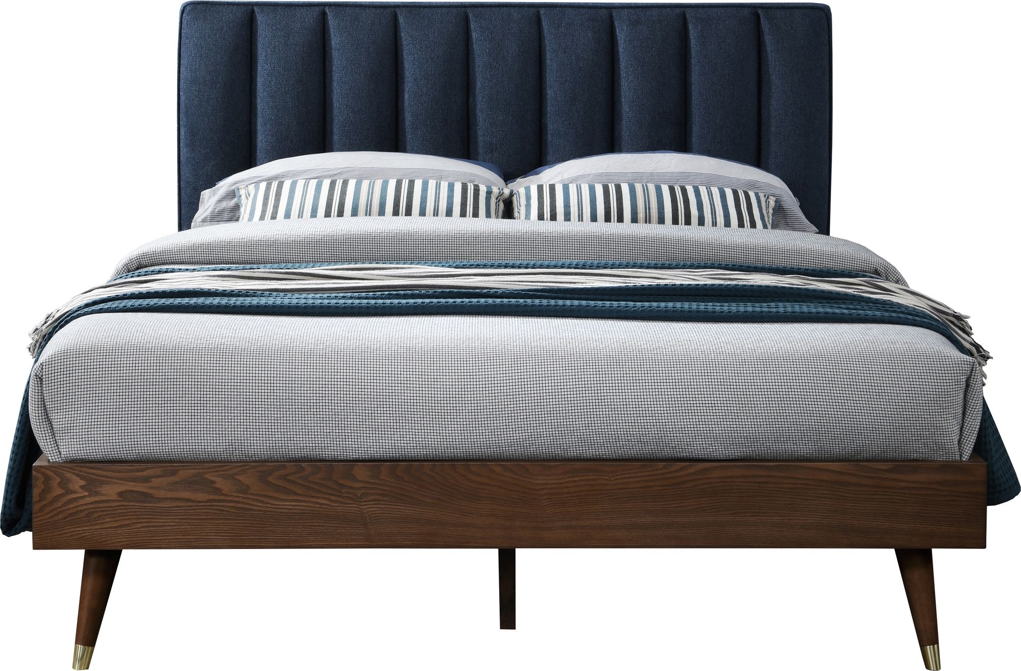 Vance Mid-Century Modern Linen Fabric Bed