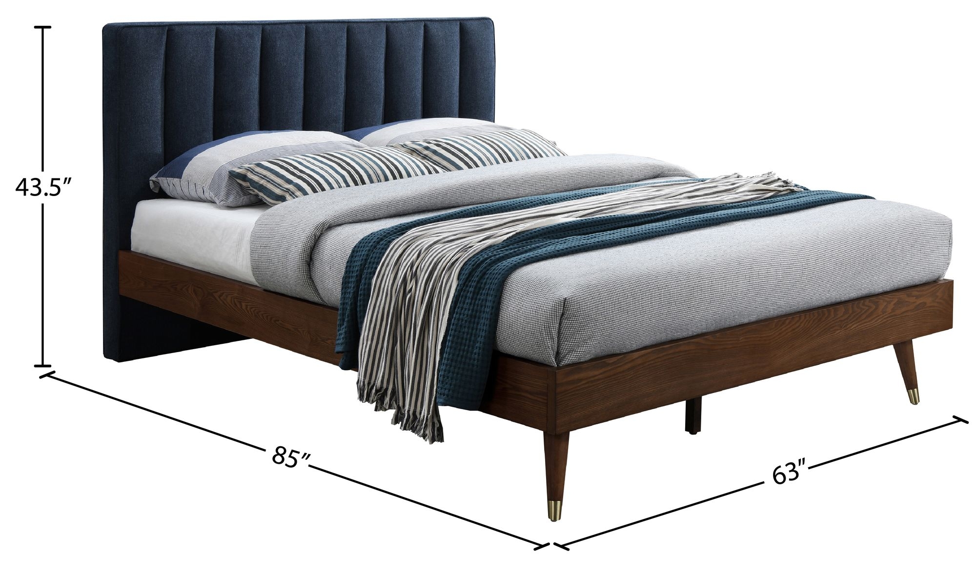 Vance Mid-Century Modern Linen Fabric Bed
