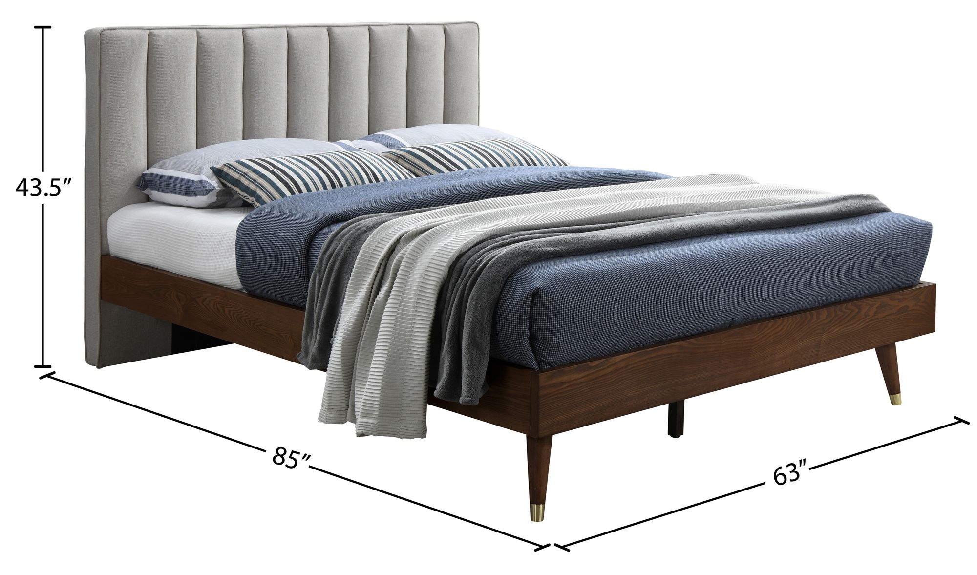 Vance Mid-Century Modern Linen Fabric Bed