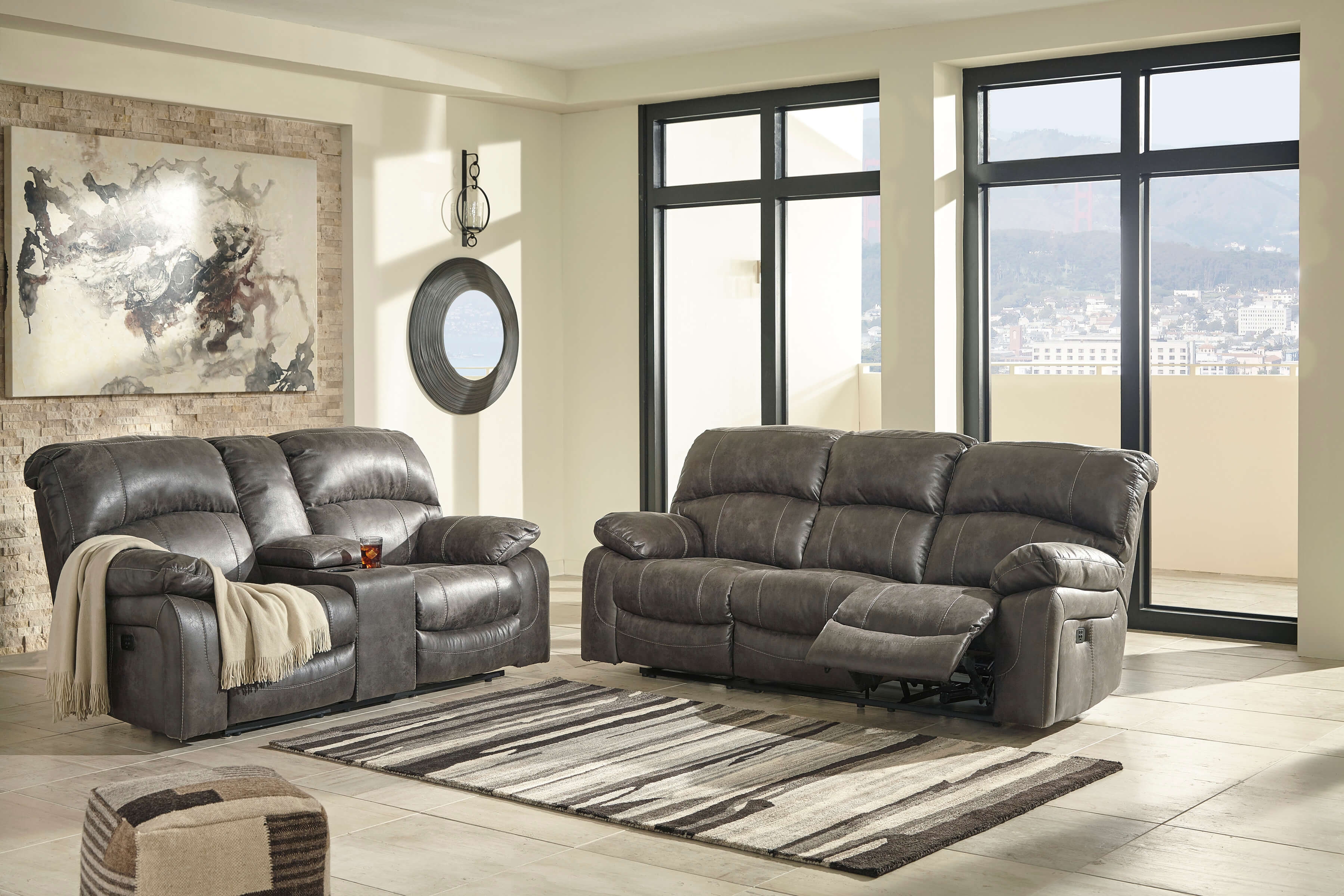Dunwell Polyester Power Reclining Living Room Set