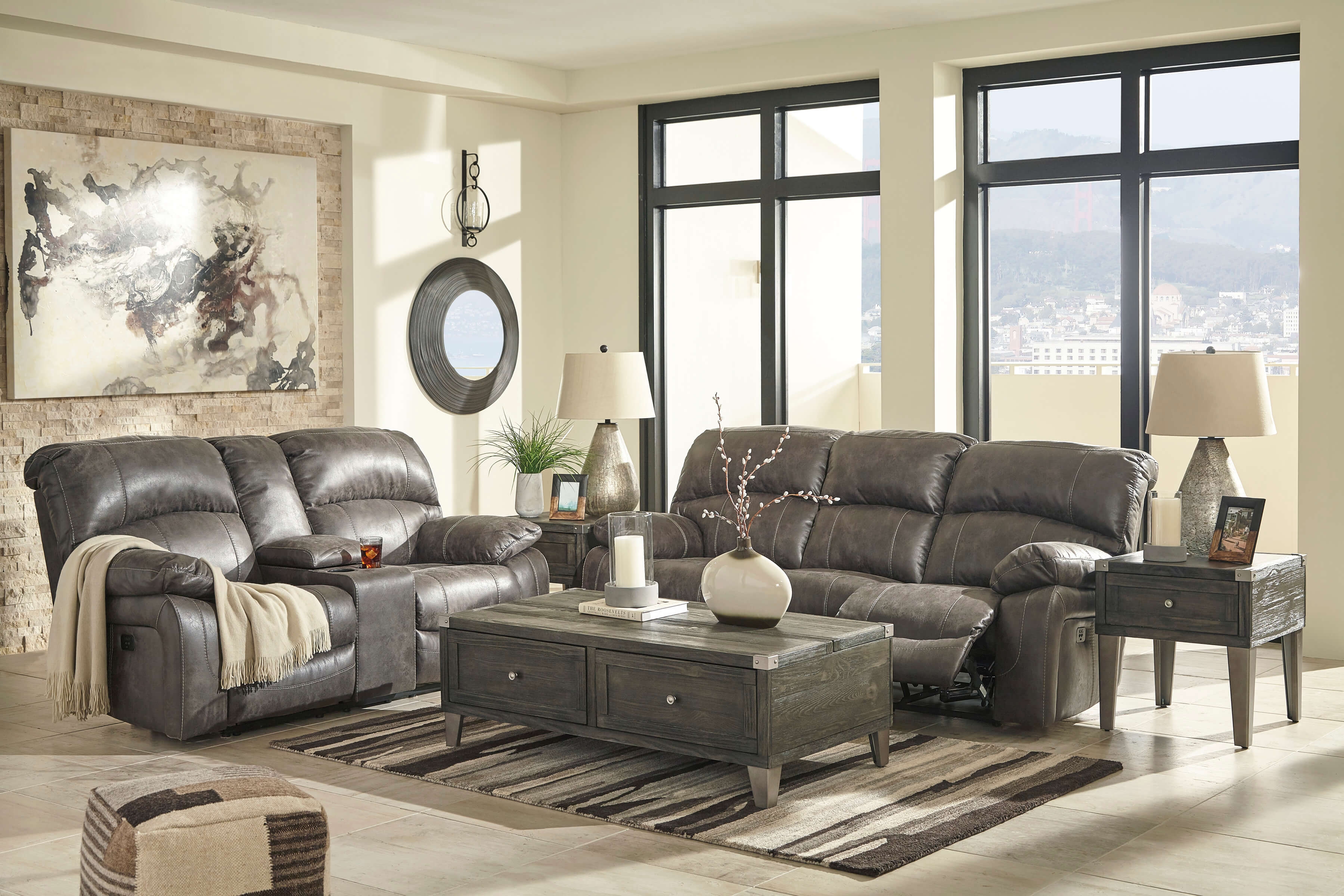 Dunwell Polyester Power Reclining Living Room Set