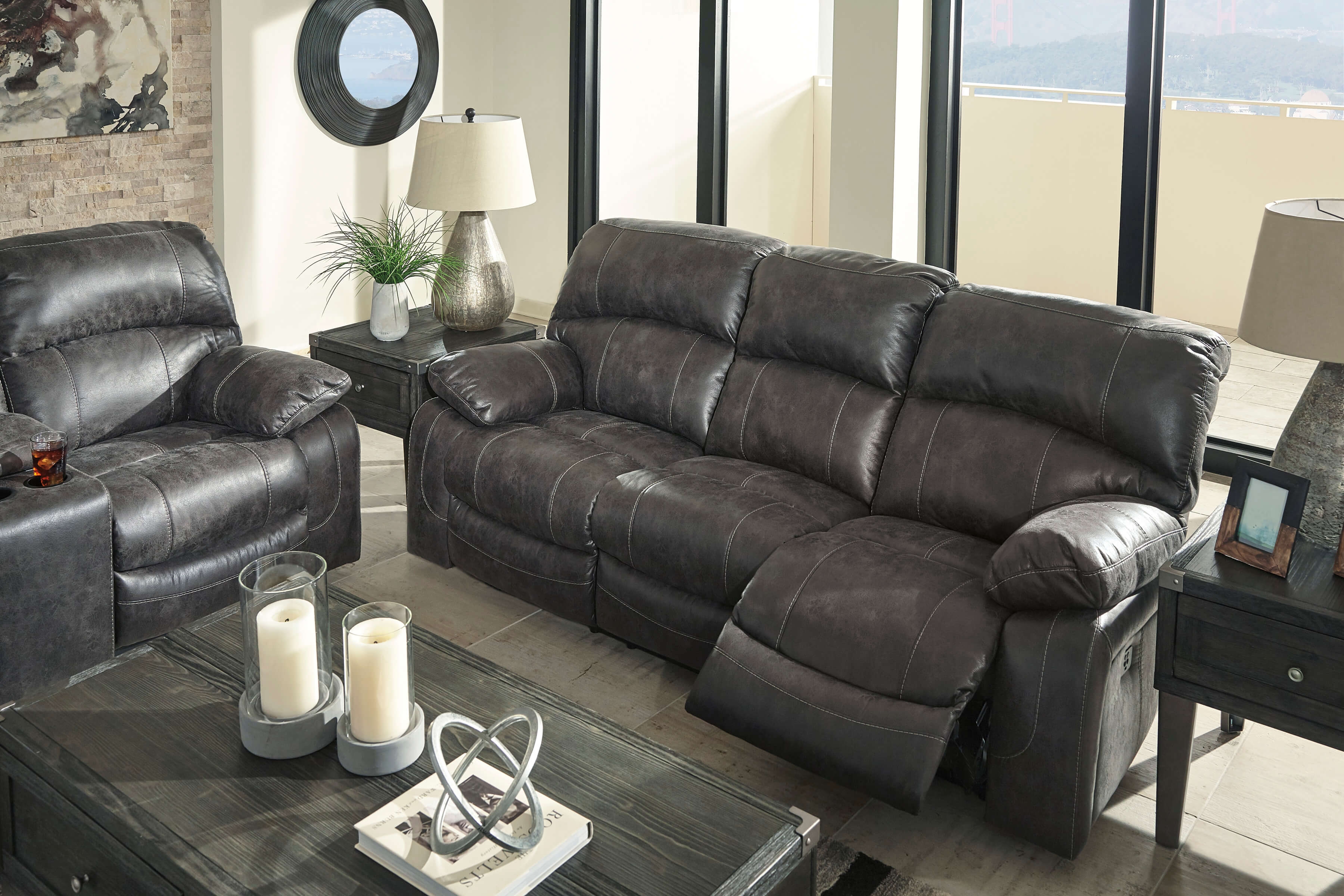 Dunwell Polyester Power Reclining Living Room Set