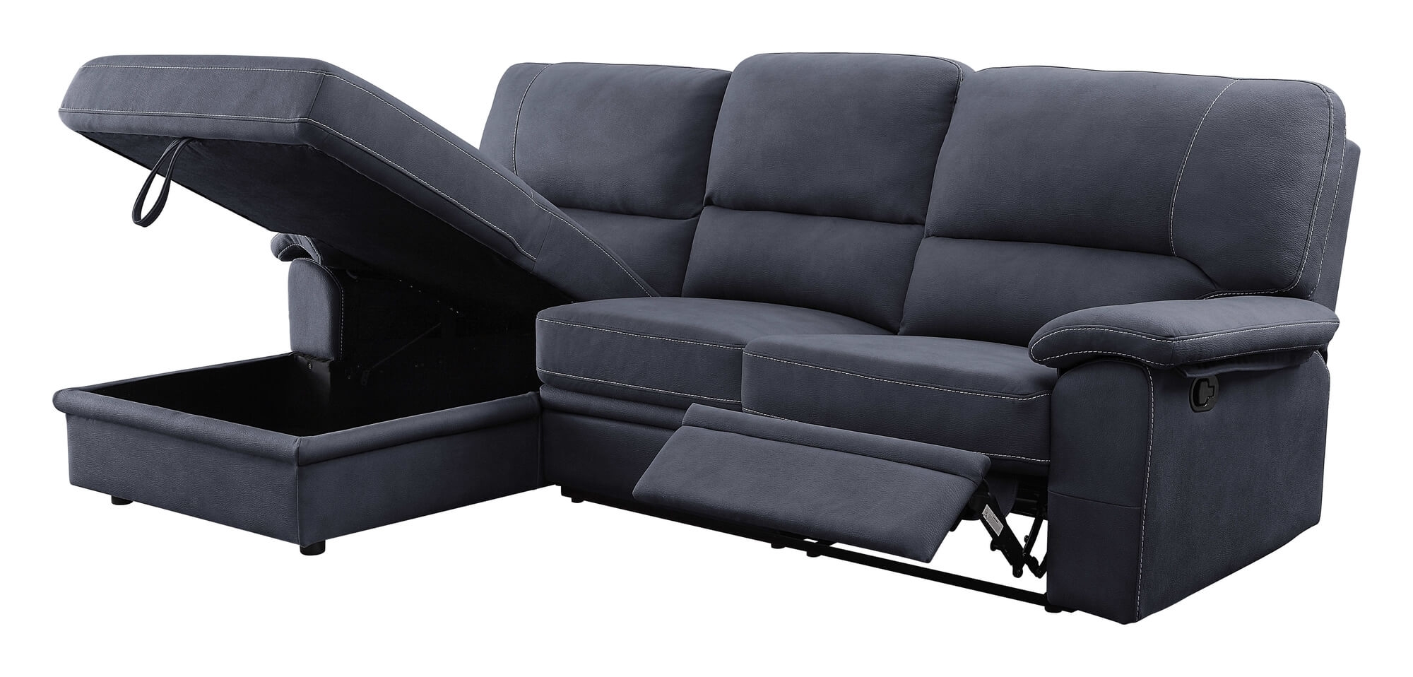 Trifora Fabric L-Shaped Reclining Sectional Sofa