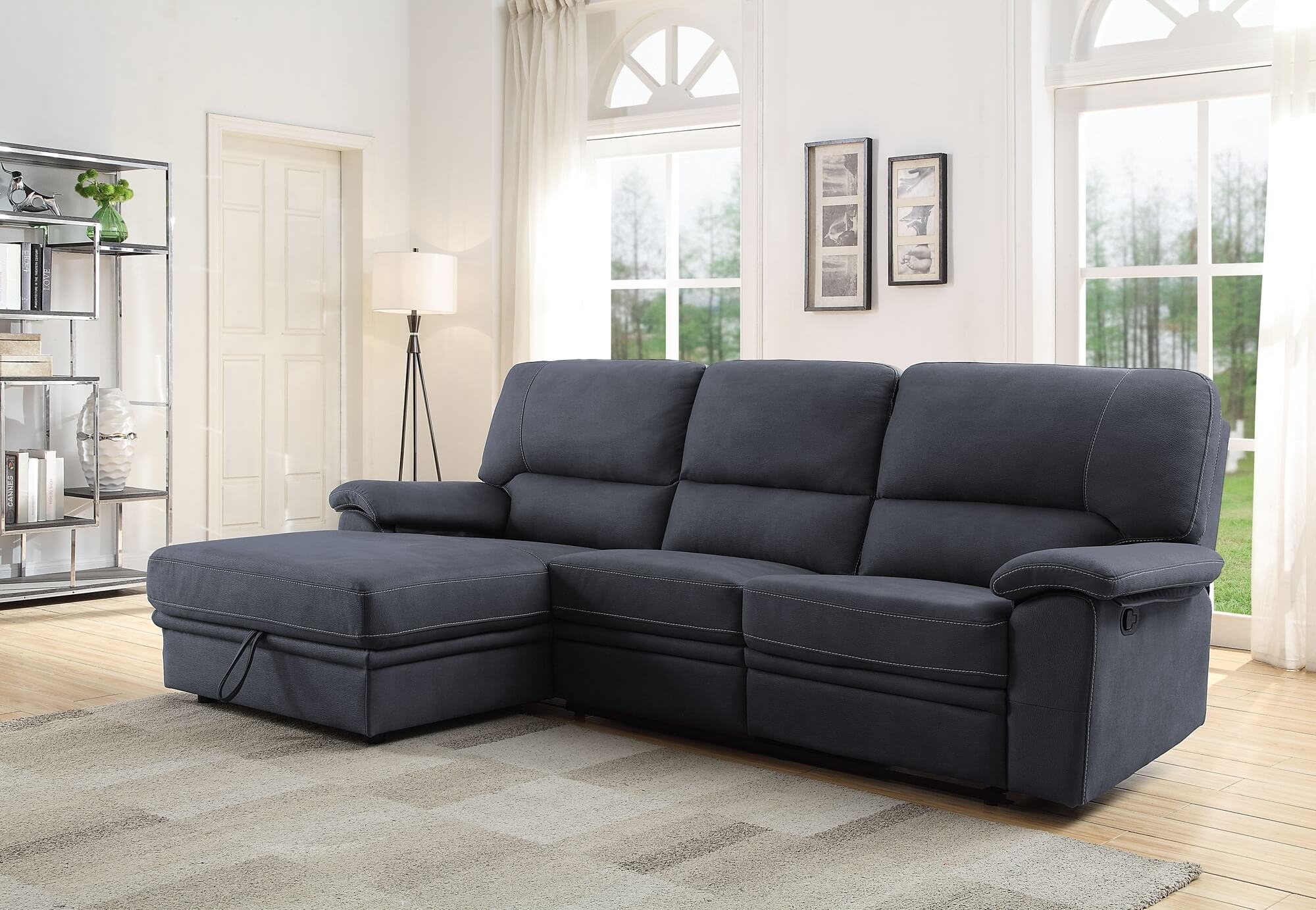 Trifora Fabric L-Shaped Reclining Sectional Sofa