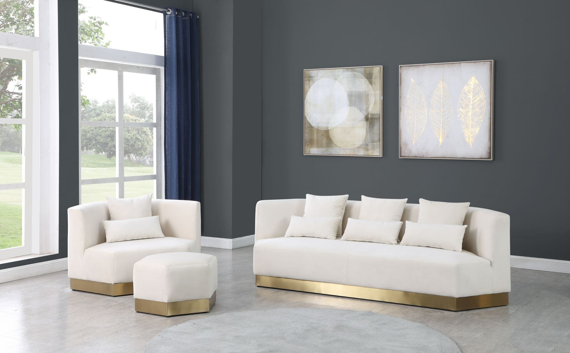 Marquis Velvet Ottoman