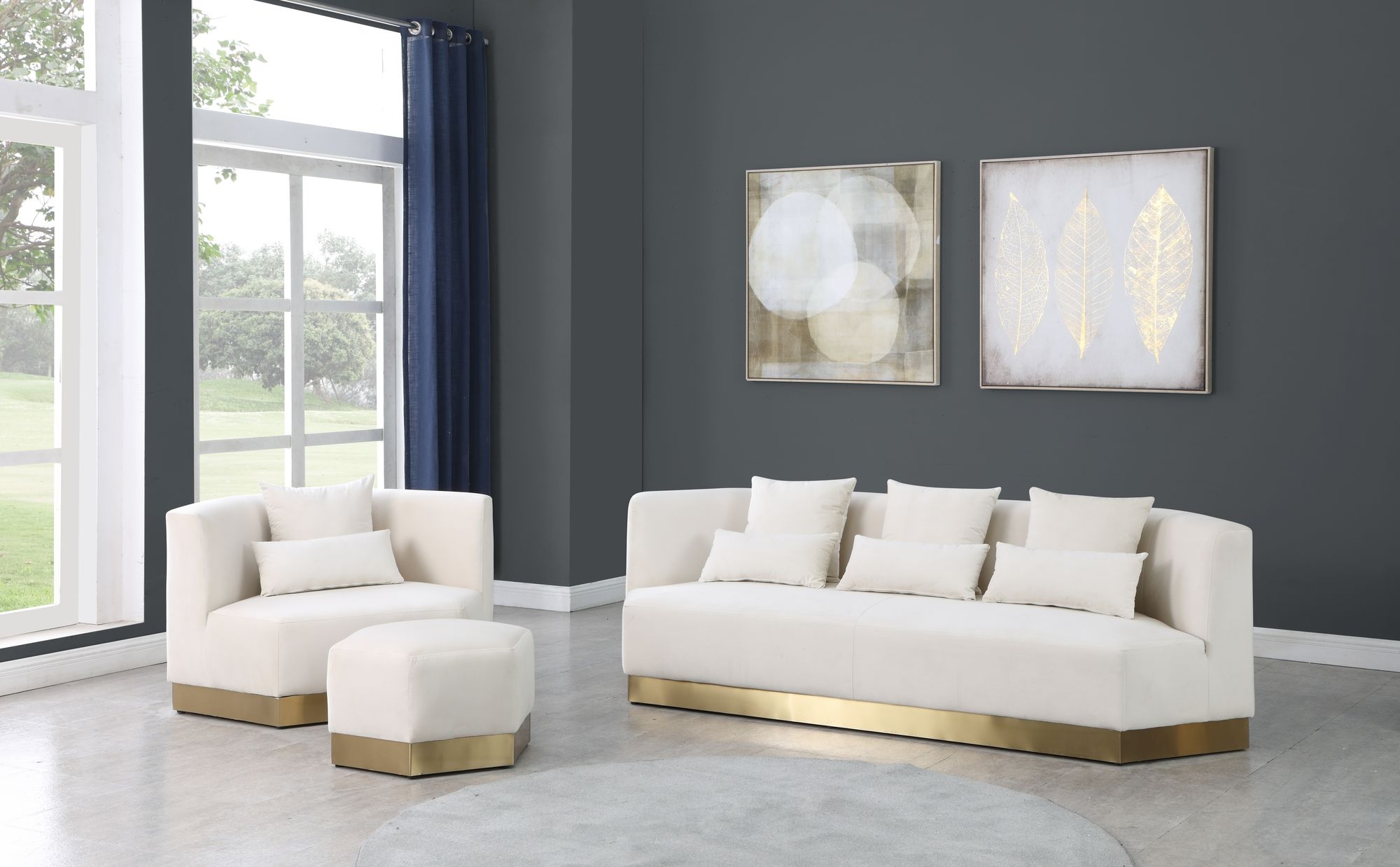 Marquis Velvet Ottoman