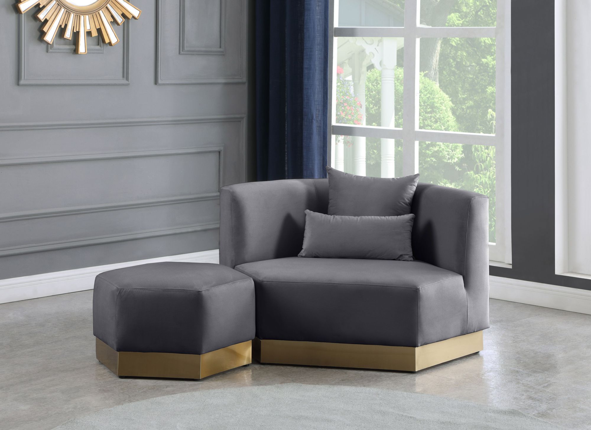 Marquis Velvet Ottoman