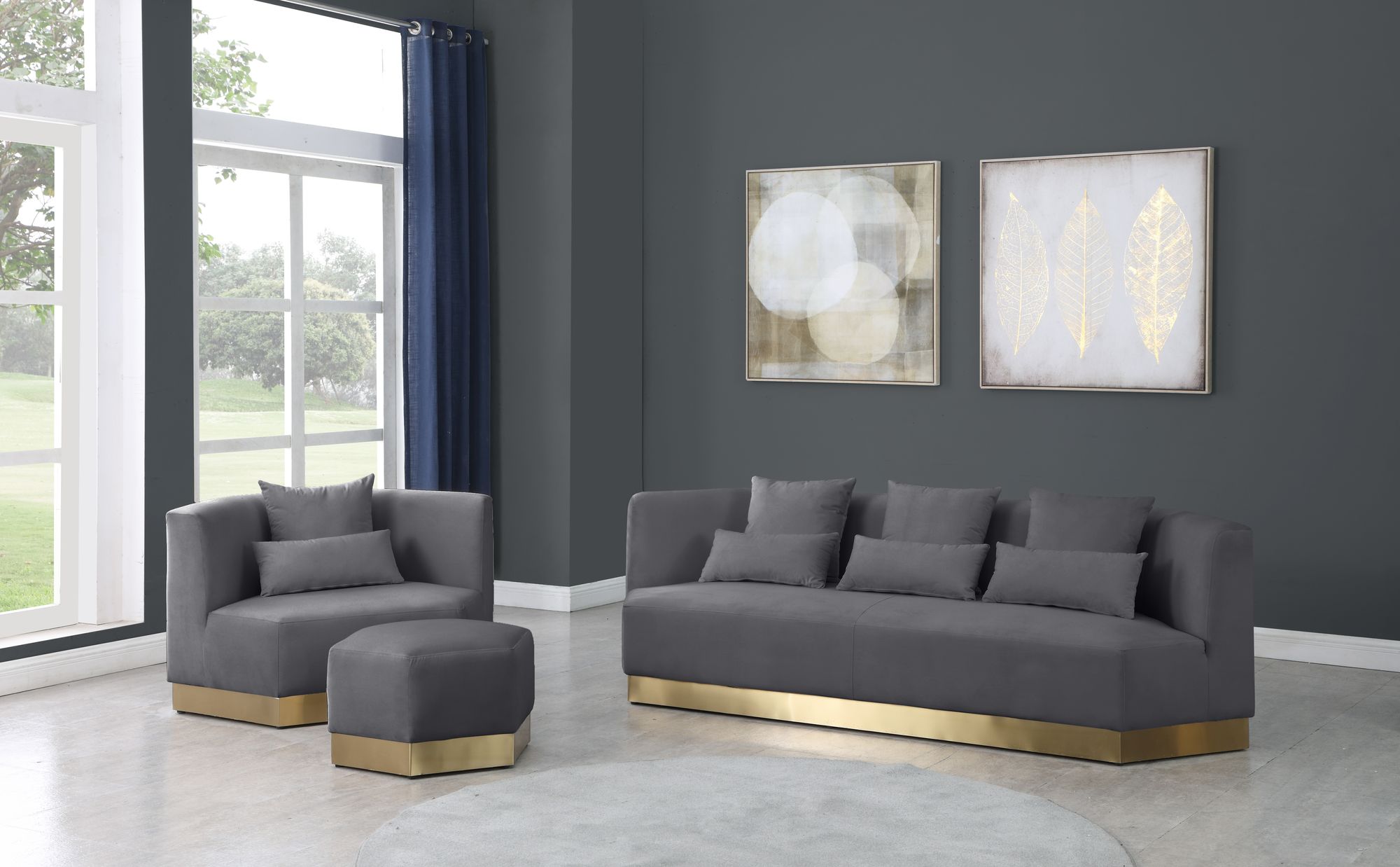Marquis Velvet Ottoman