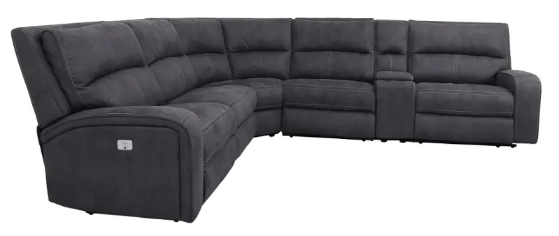 Manwah SM Penelope Microfiber L-Shaped Power Reclining Sectional Sofa