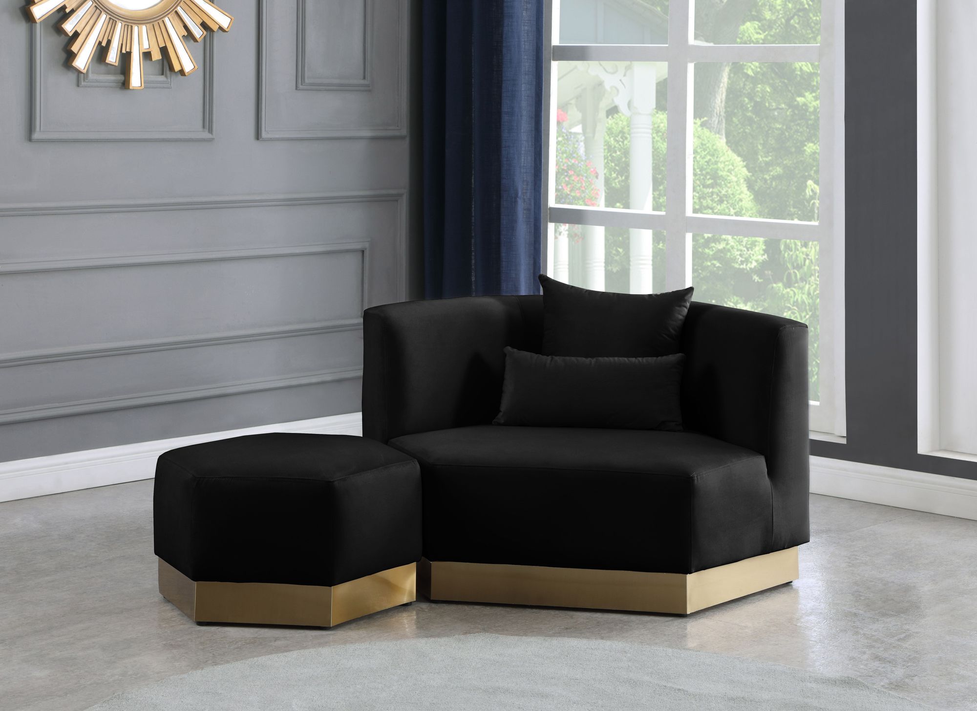 Marquis Velvet Ottoman