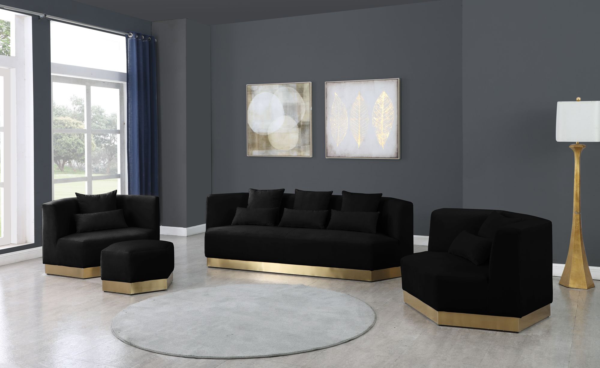 Marquis Velvet Ottoman